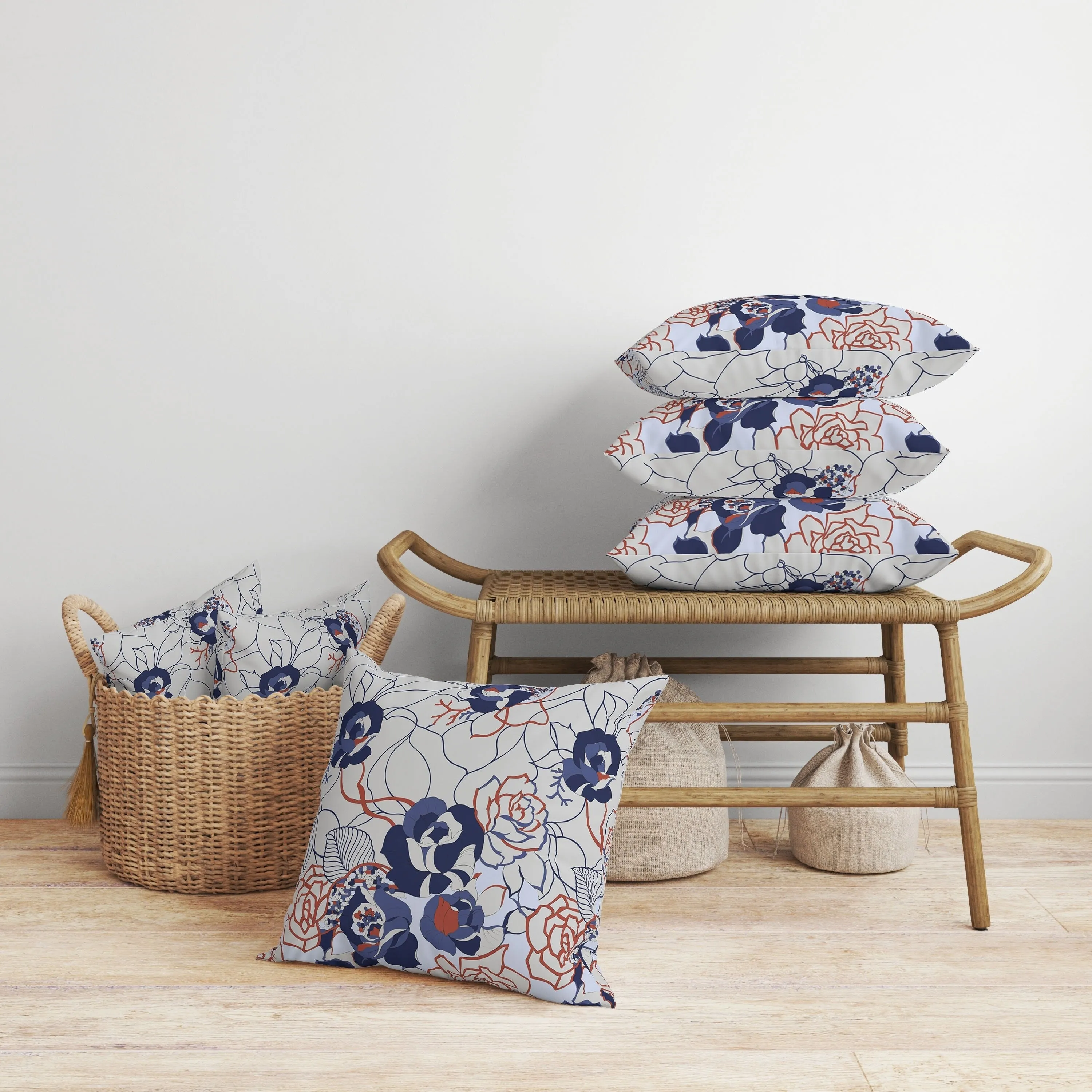 Regal Rose Retreat Faux Suede Reversible Throw Pillow Silver and Blue
