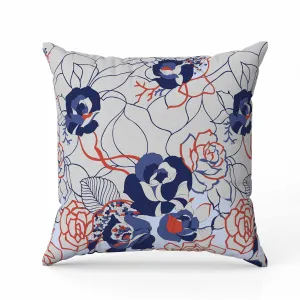 Regal Rose Retreat Faux Suede Reversible Throw Pillow Silver and Blue