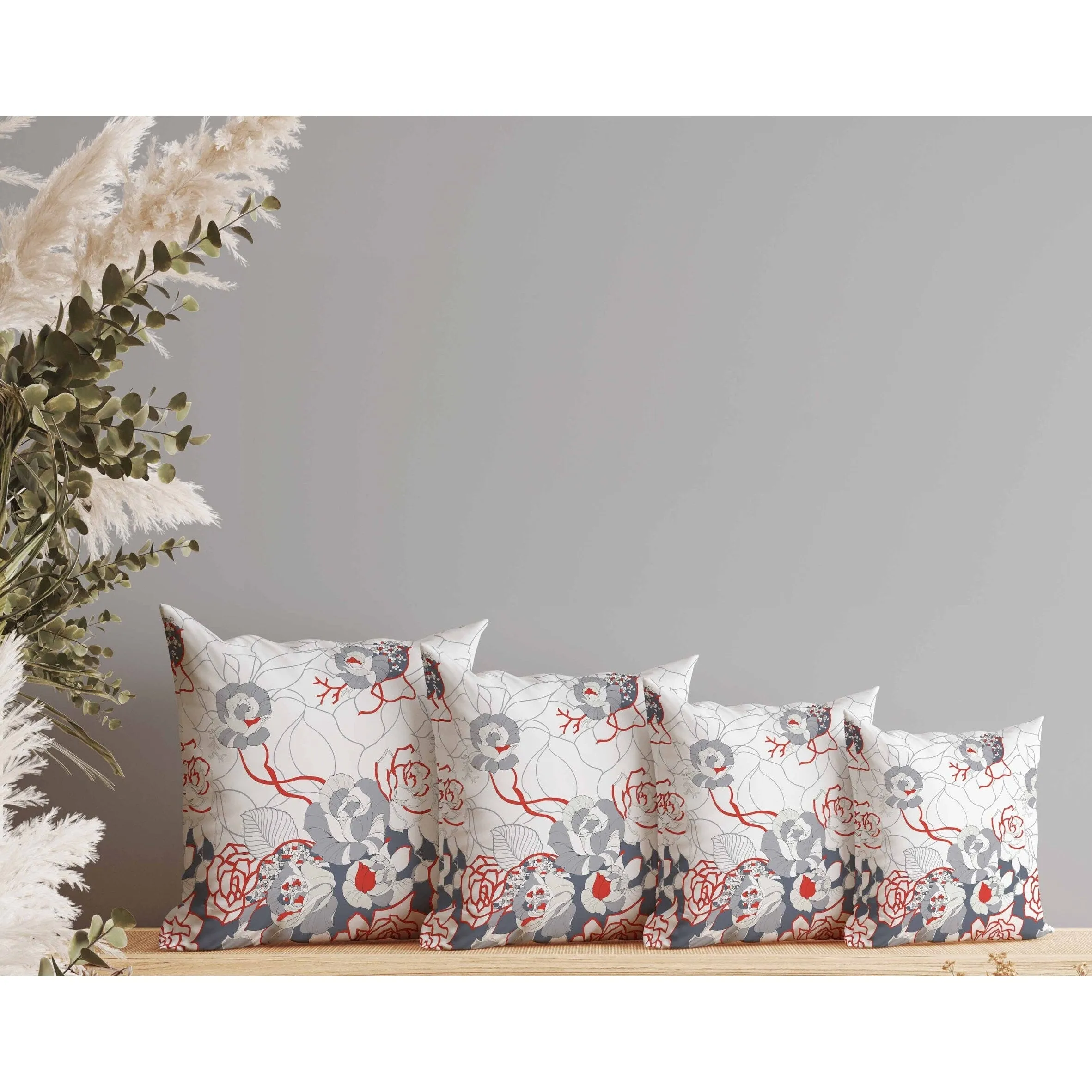 Regal Rose Retreat Faux Suede Reversible Throw Pillow White and Gray