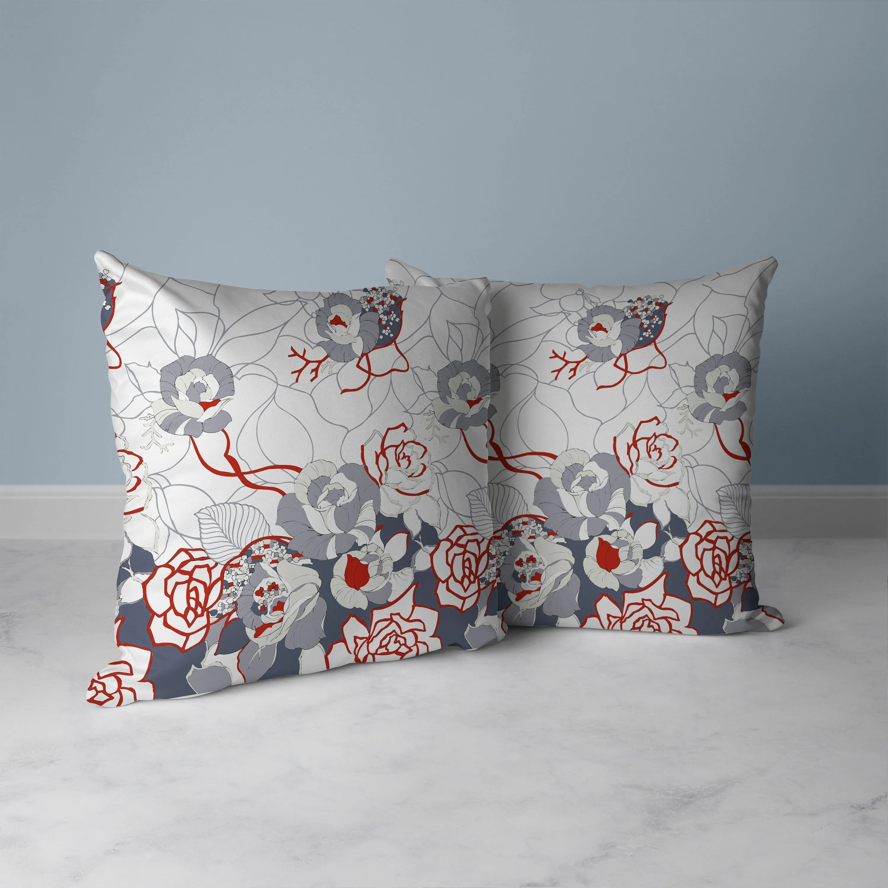 Regal Rose Retreat Faux Suede Reversible Throw Pillow White and Gray