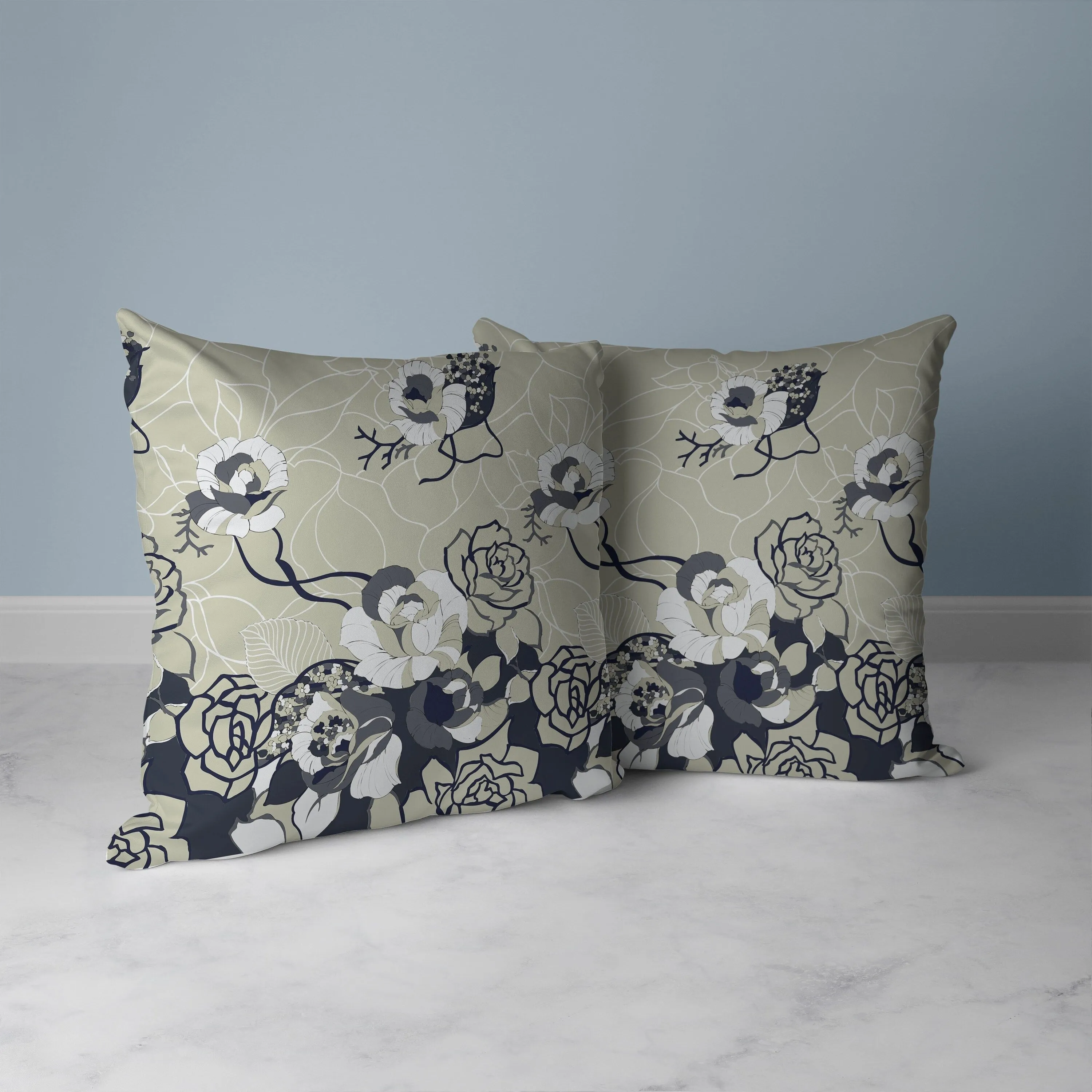 Regal Rose Retreat Faux Suede Reversible Throw Pillow Yellow and Gray