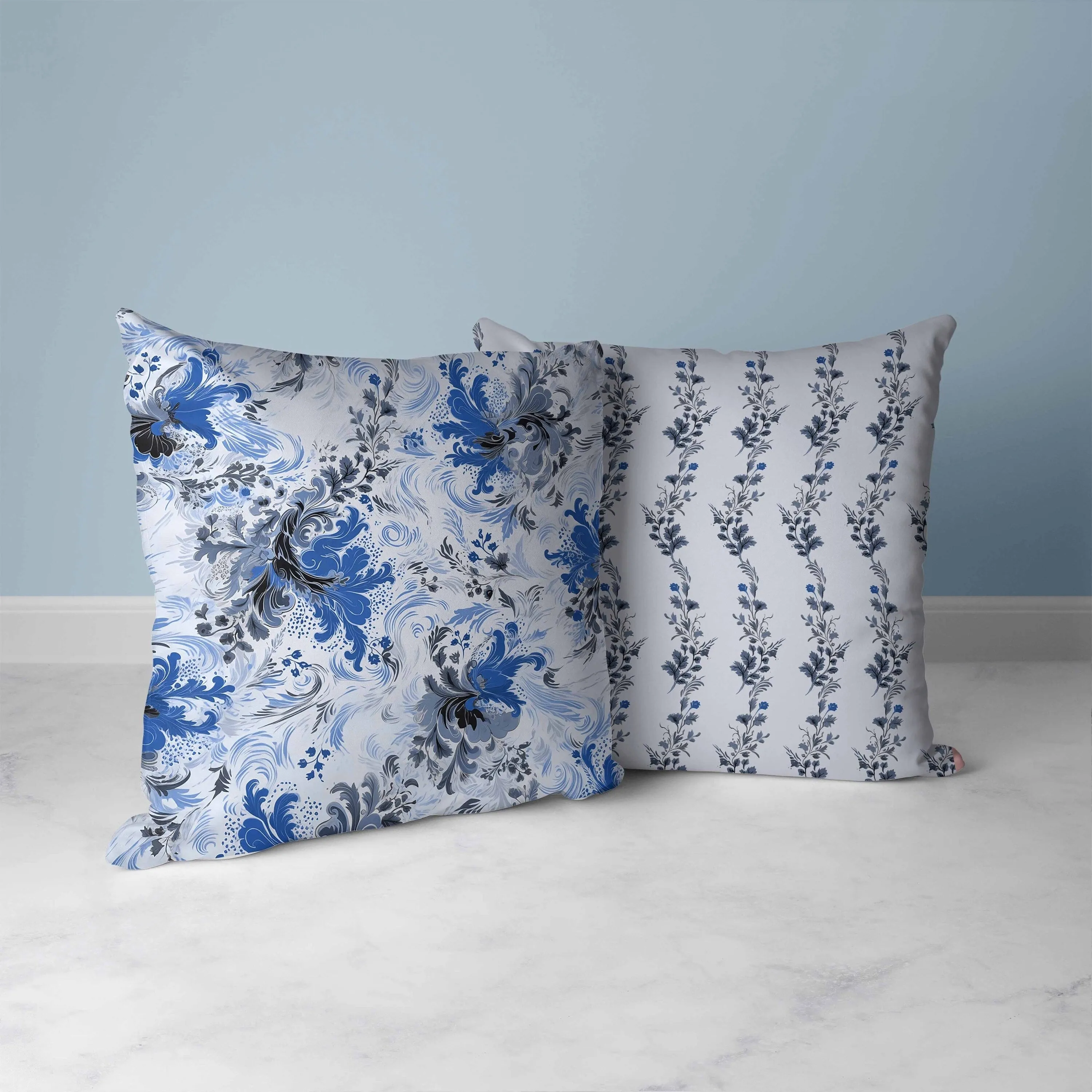 Retro Remix Faux Suede Reversible Throw Pillow Blue and Grey