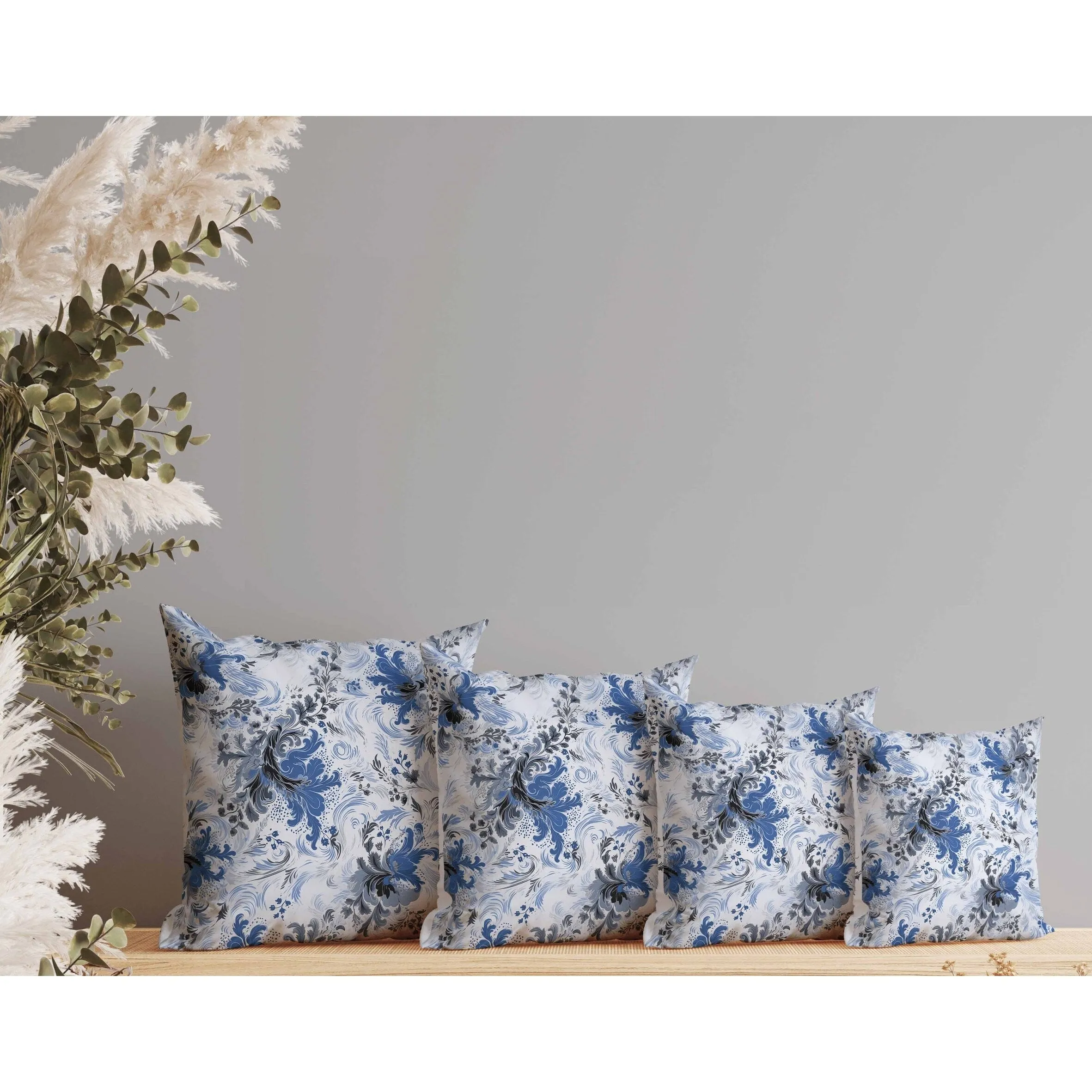 Retro Remix Faux Suede Reversible Throw Pillow Blue and Grey