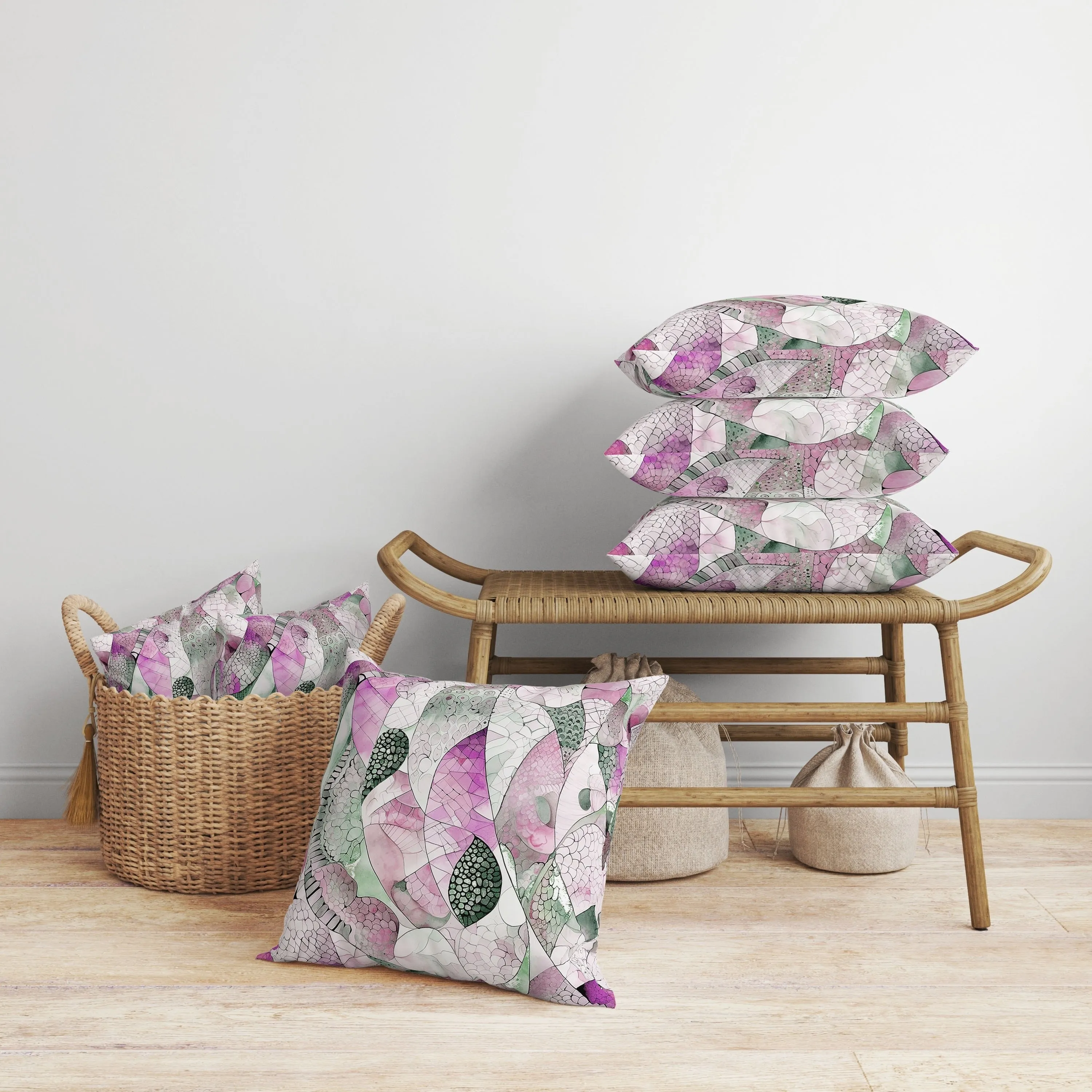 Rock Heaven Faux Suede Reversible Throw Pillow Purple and Green