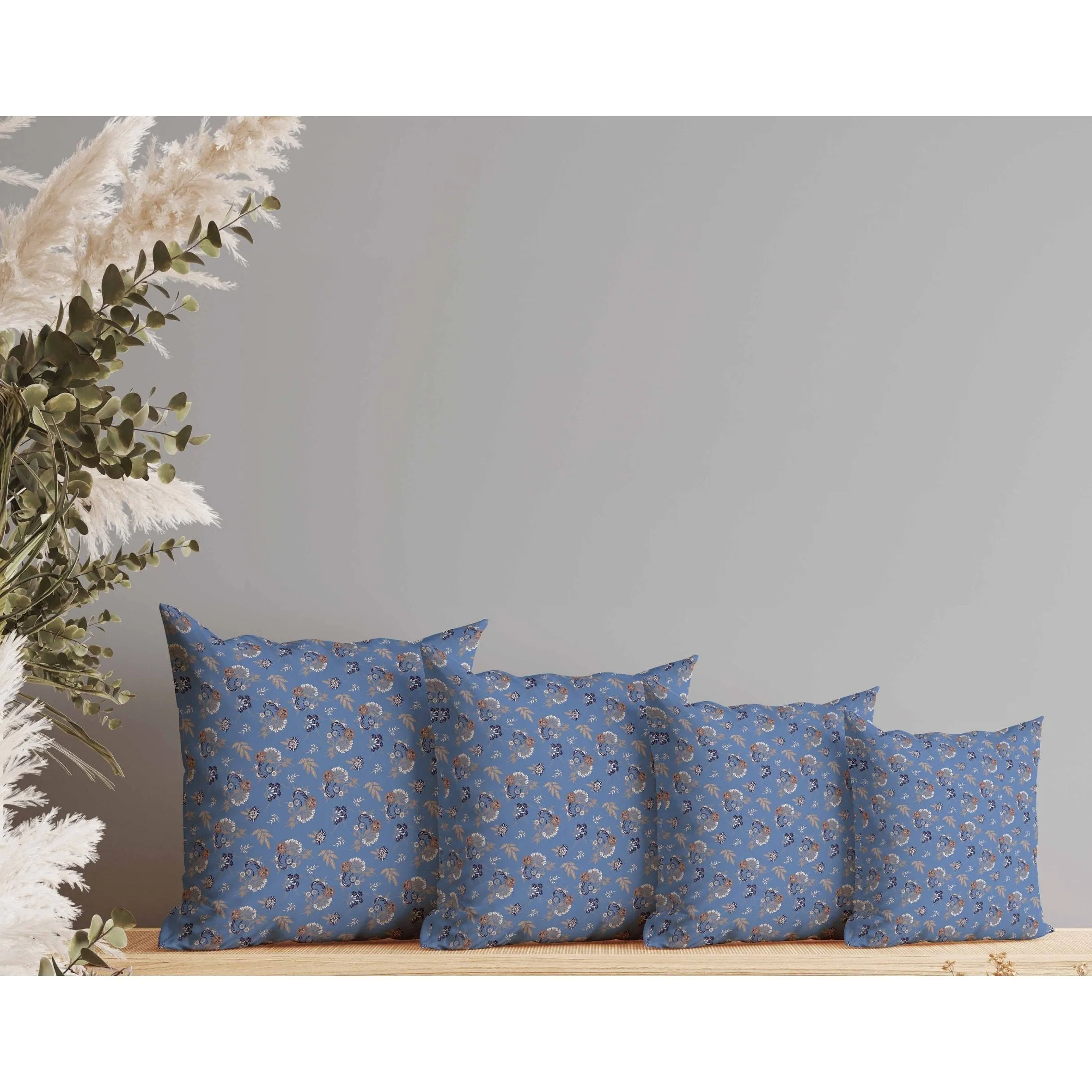 Rose Dreams Faux Suede Reversible Throw Pillow Blue and Orange