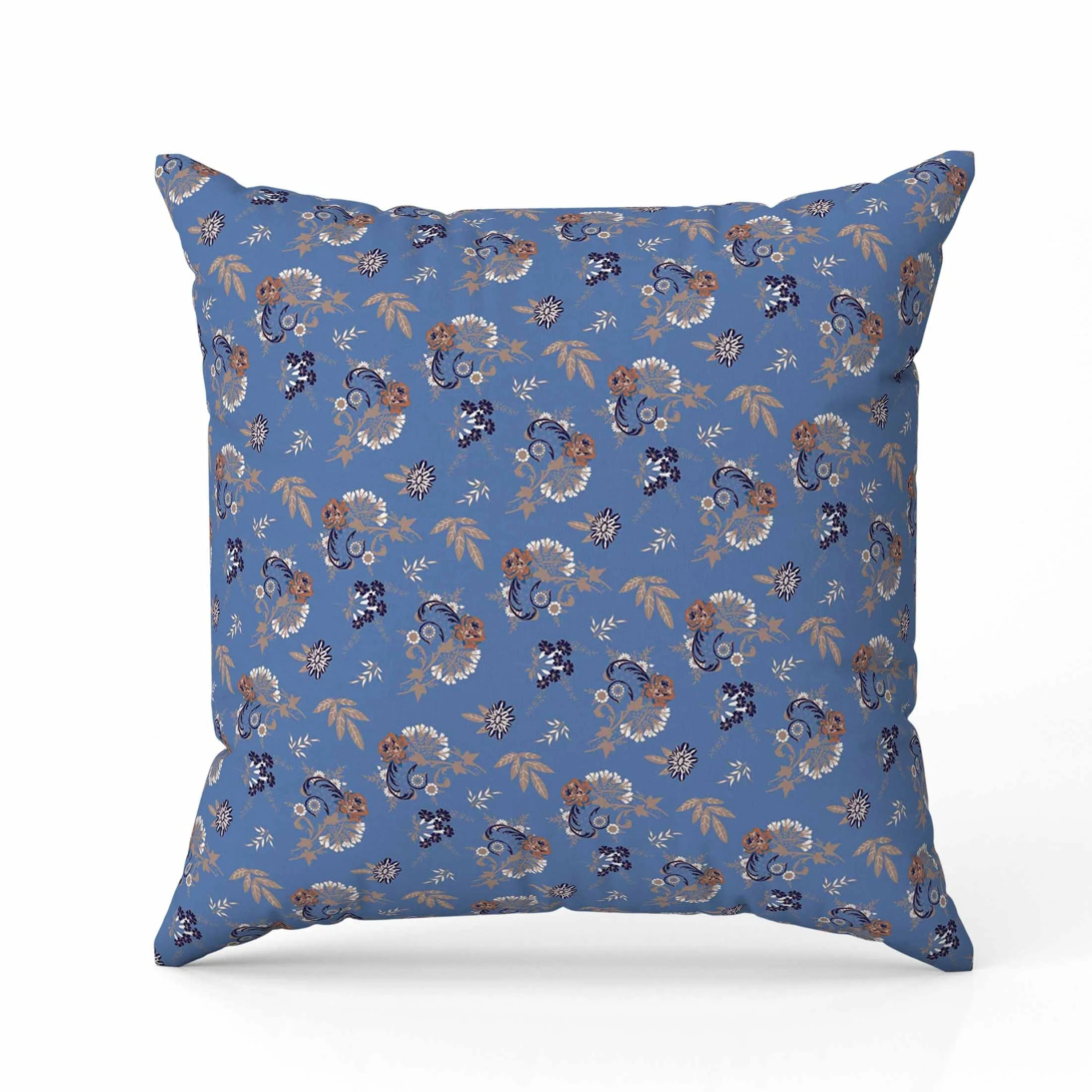 Rose Dreams Faux Suede Reversible Throw Pillow Blue and Orange