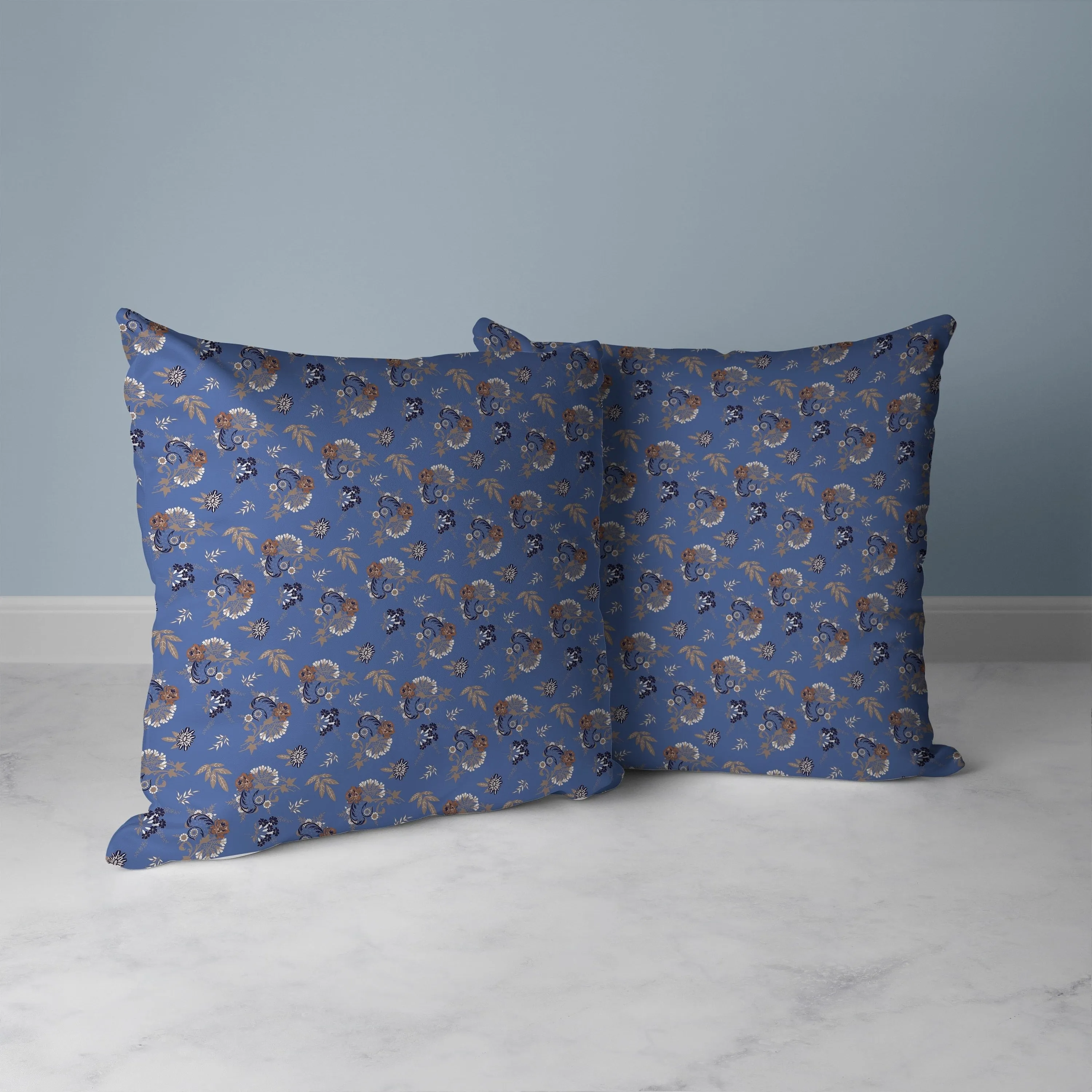 Rose Dreams Faux Suede Reversible Throw Pillow Blue and Orange