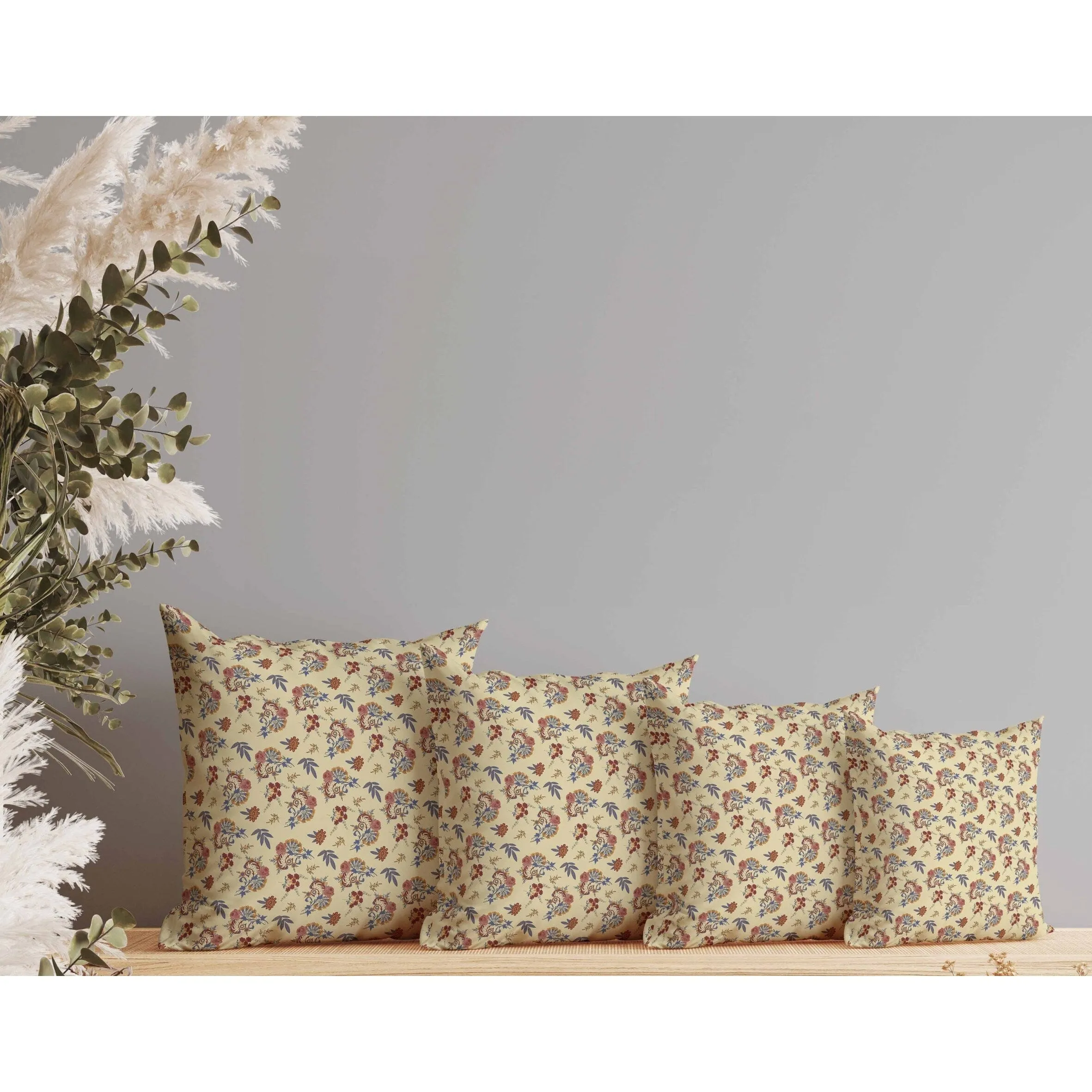 Rose Dreams Faux Suede Reversible Throw Pillow Cream and Blue