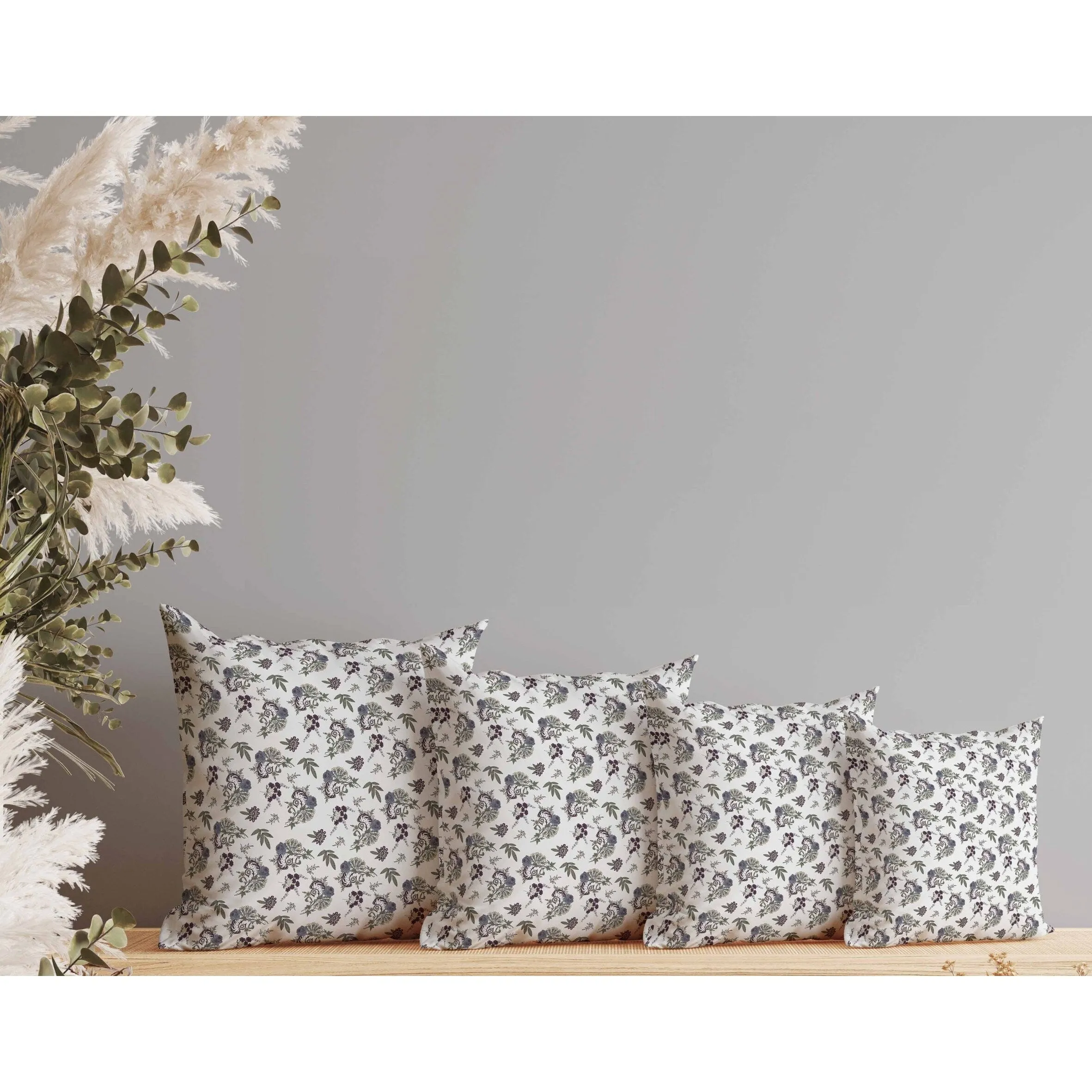 Rose Dreams Faux Suede Reversible Throw Pillow White and Green