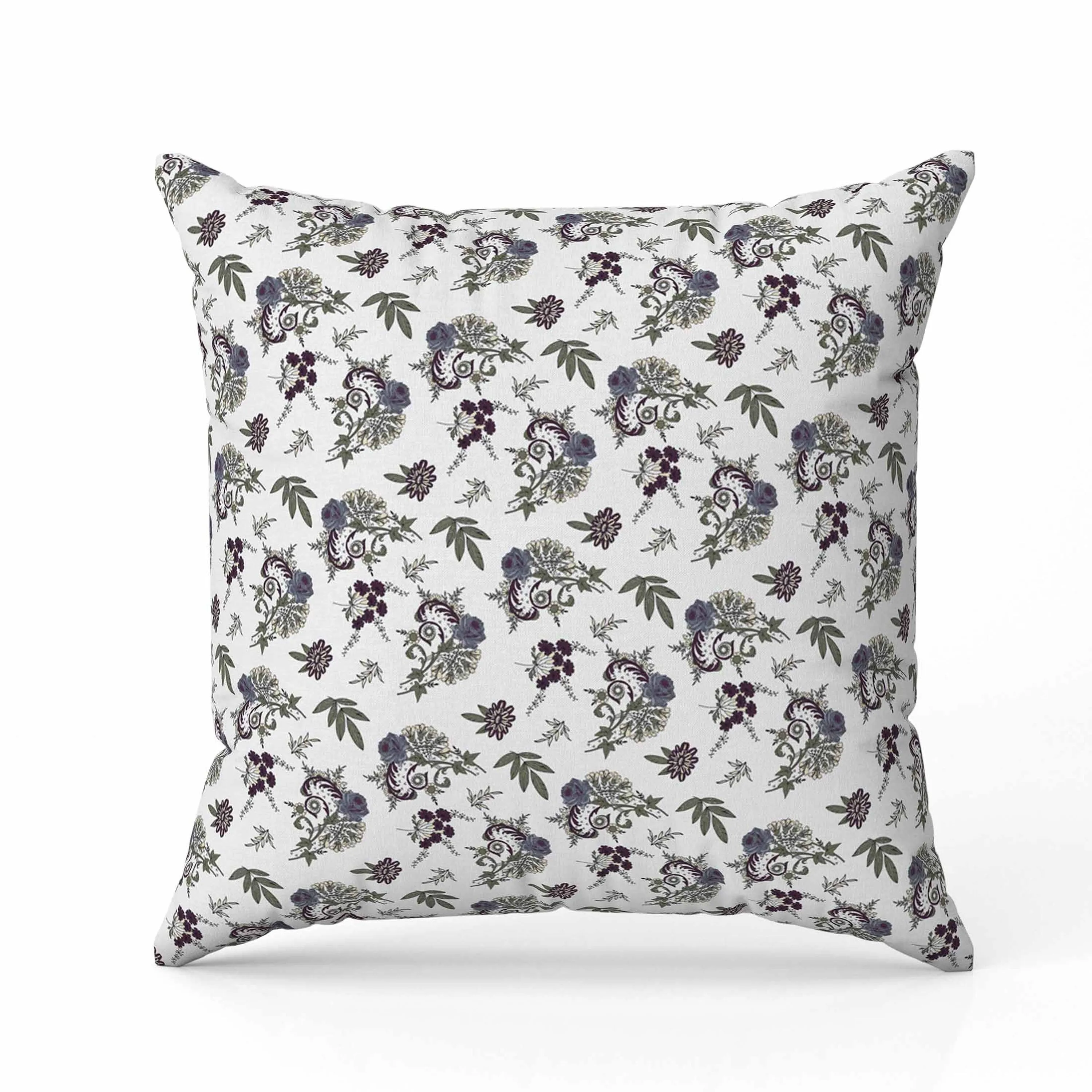 Rose Dreams Faux Suede Reversible Throw Pillow White and Green