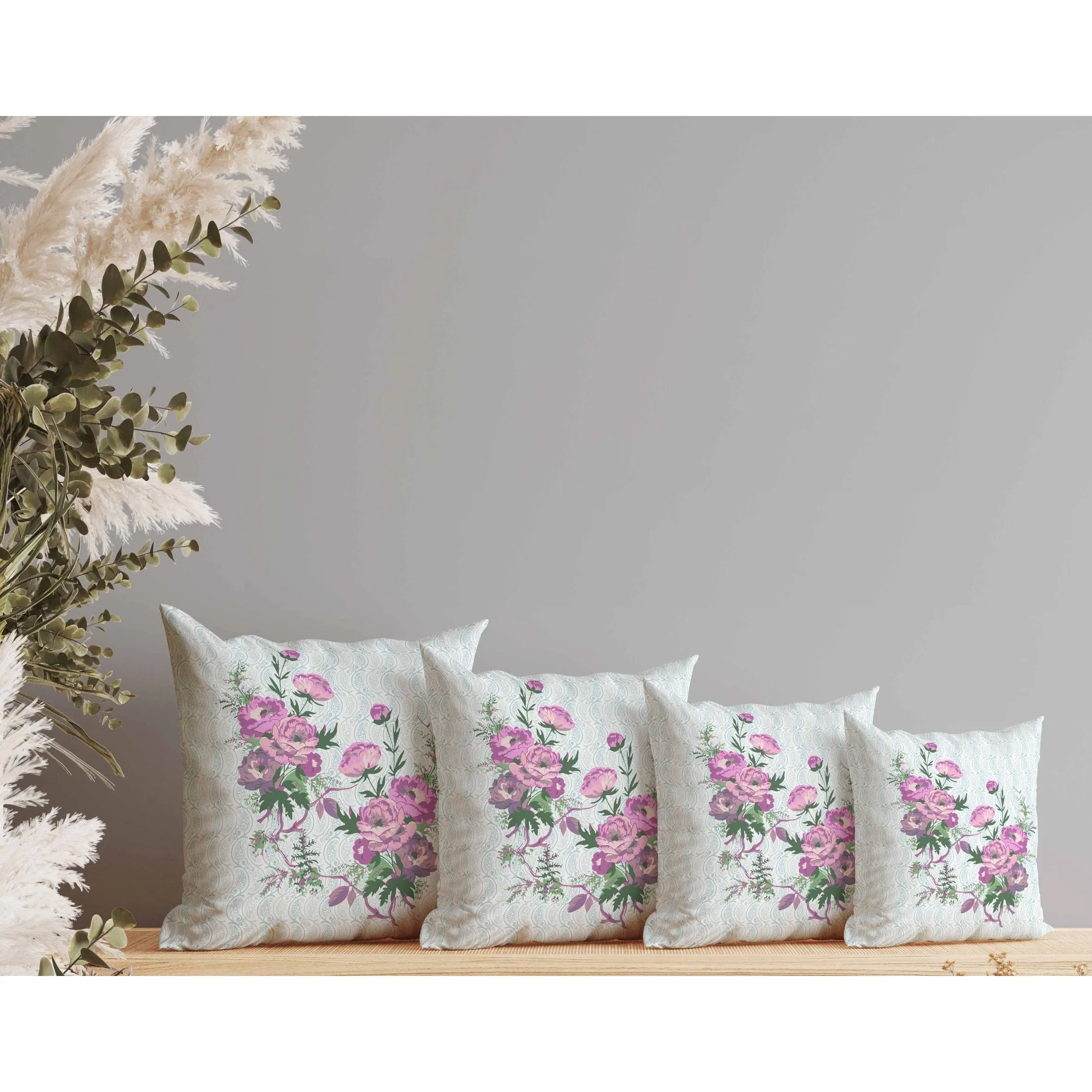 Rosemary Rosebuds Faux Suede Reversible Throw Pillow Green and Pink