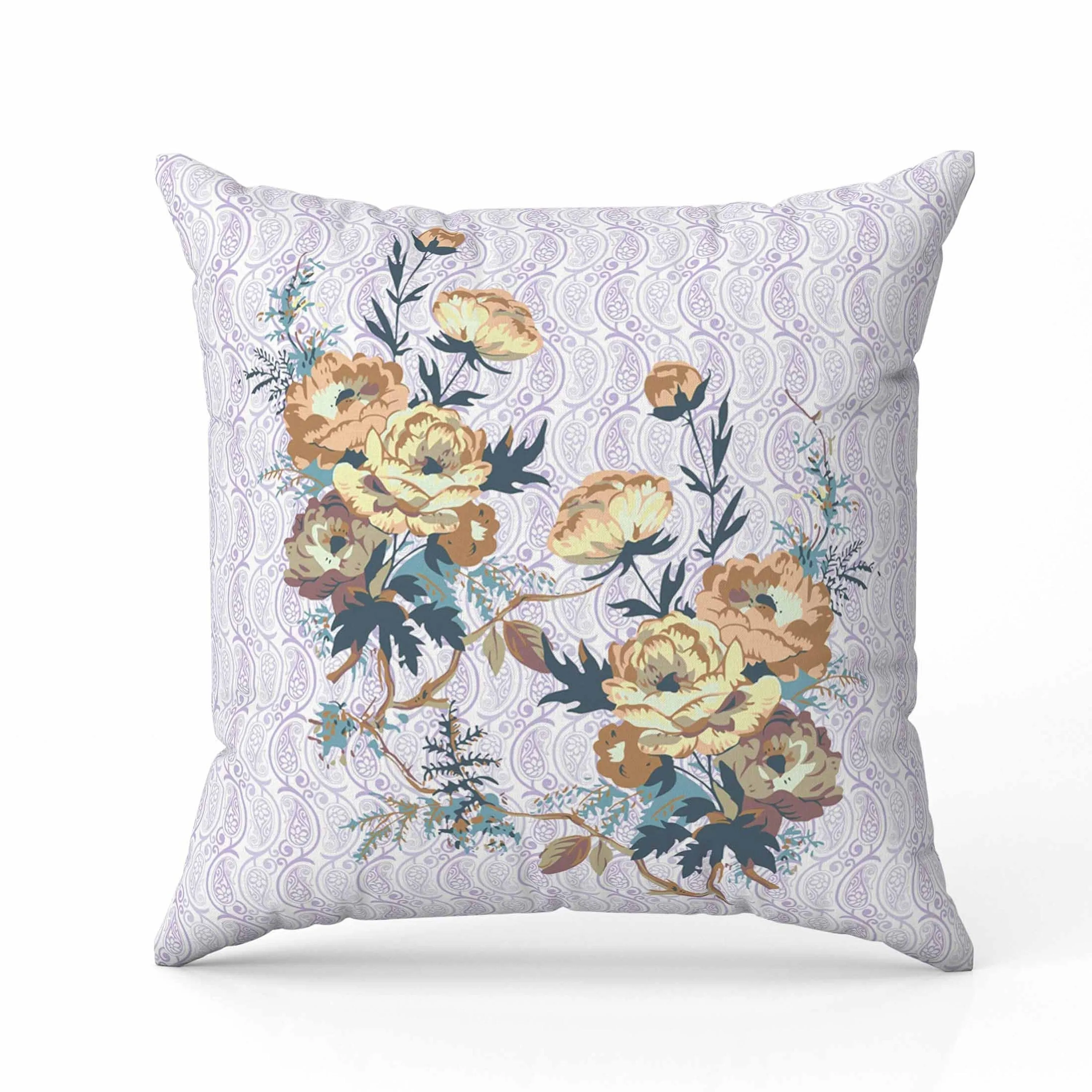 Rosemary Rosebuds Faux Suede Reversible Throw Pillow Orange and Purple