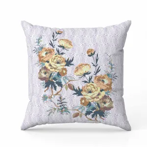 Rosemary Rosebuds Faux Suede Reversible Throw Pillow Orange and Purple