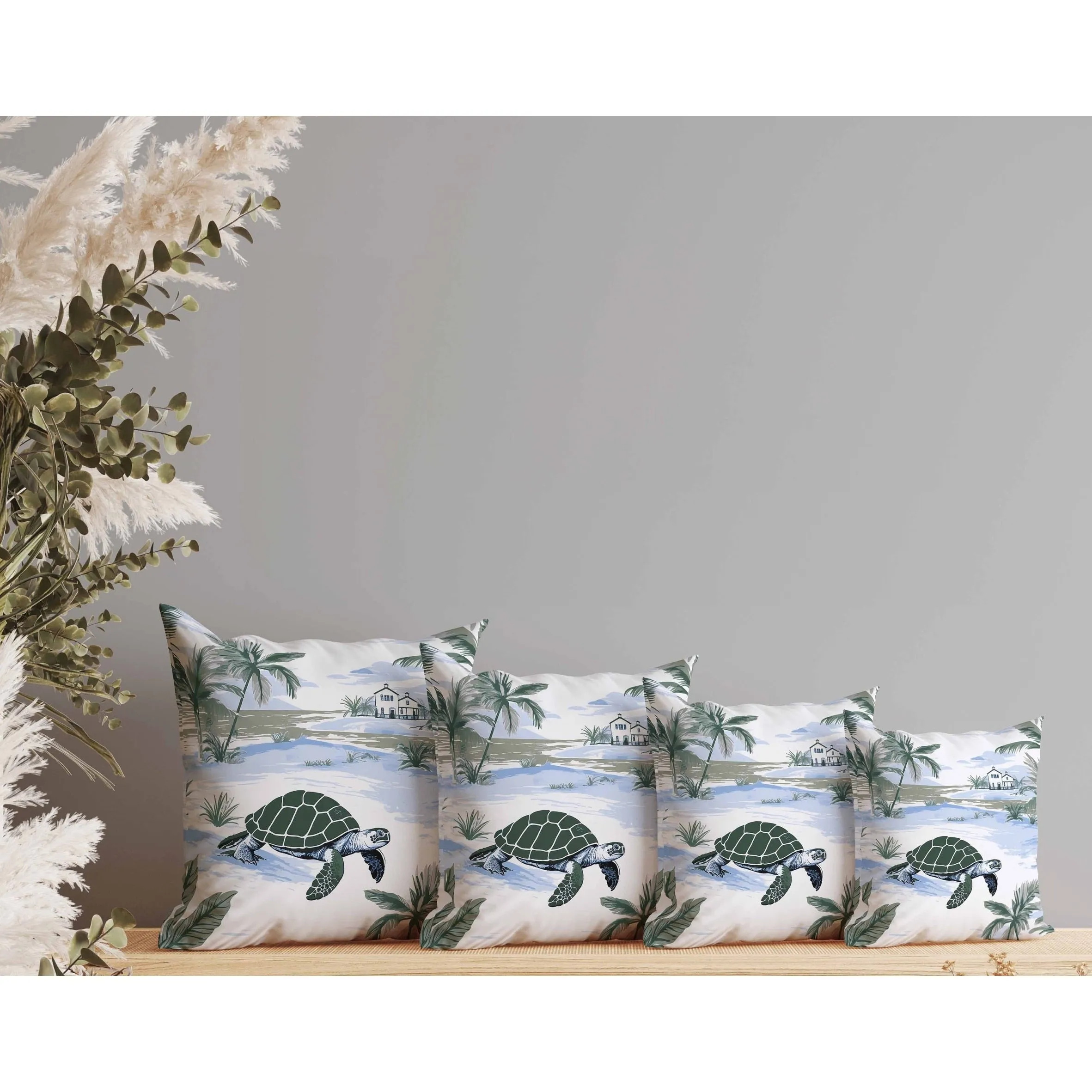 Sandy Shores Turtle Faux Suede Reversible Throw Pillow Green and Blue