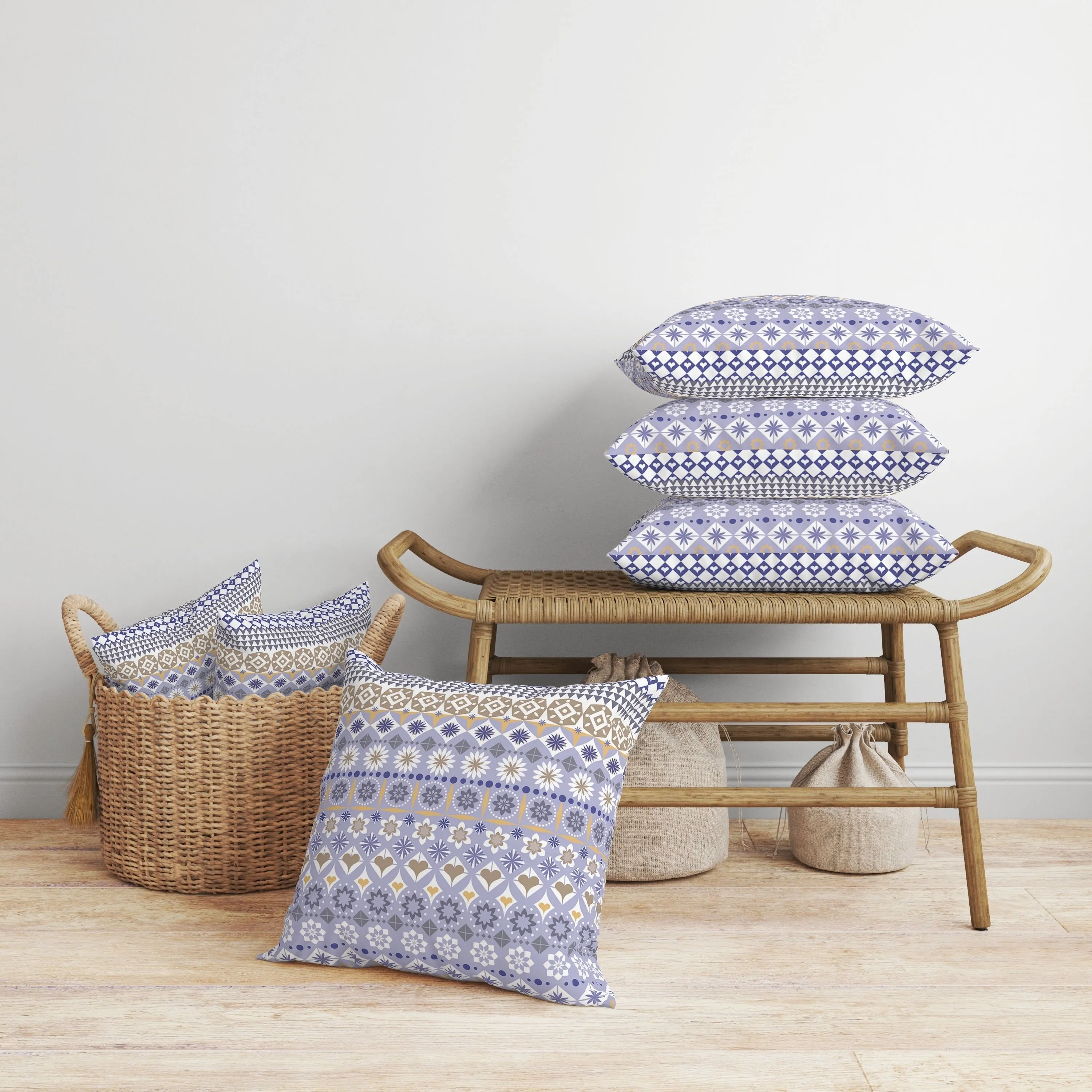 Shape Synergy Faux Suede Reversible Throw Pillow Blue and Gray