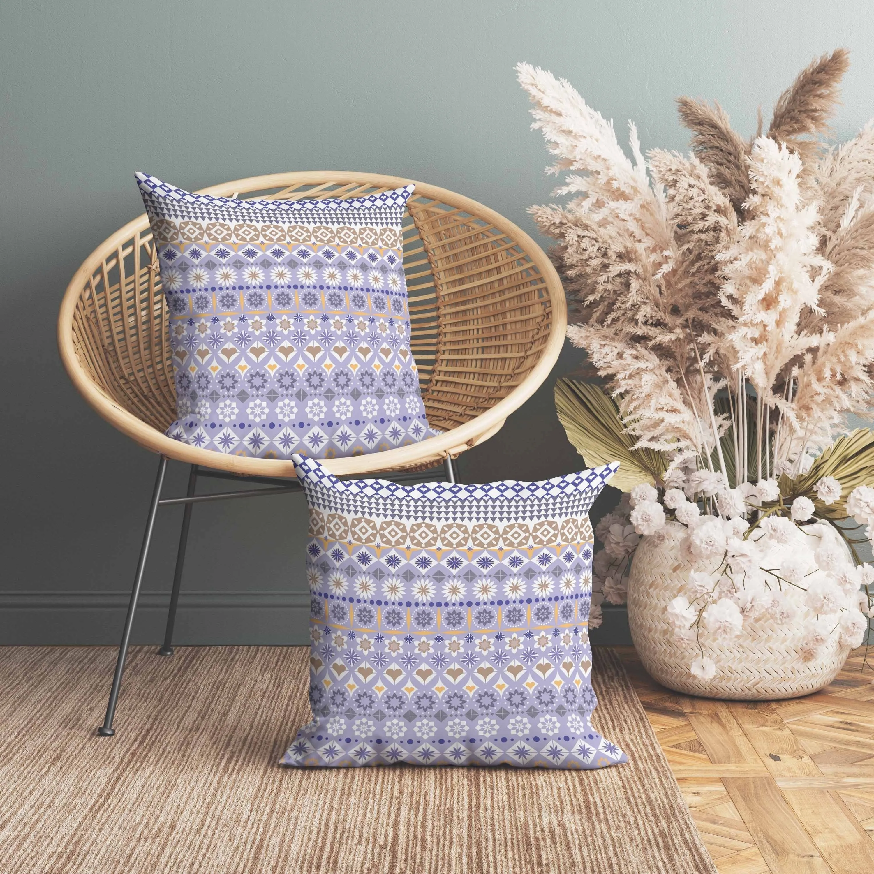 Shape Synergy Faux Suede Reversible Throw Pillow Blue and Gray