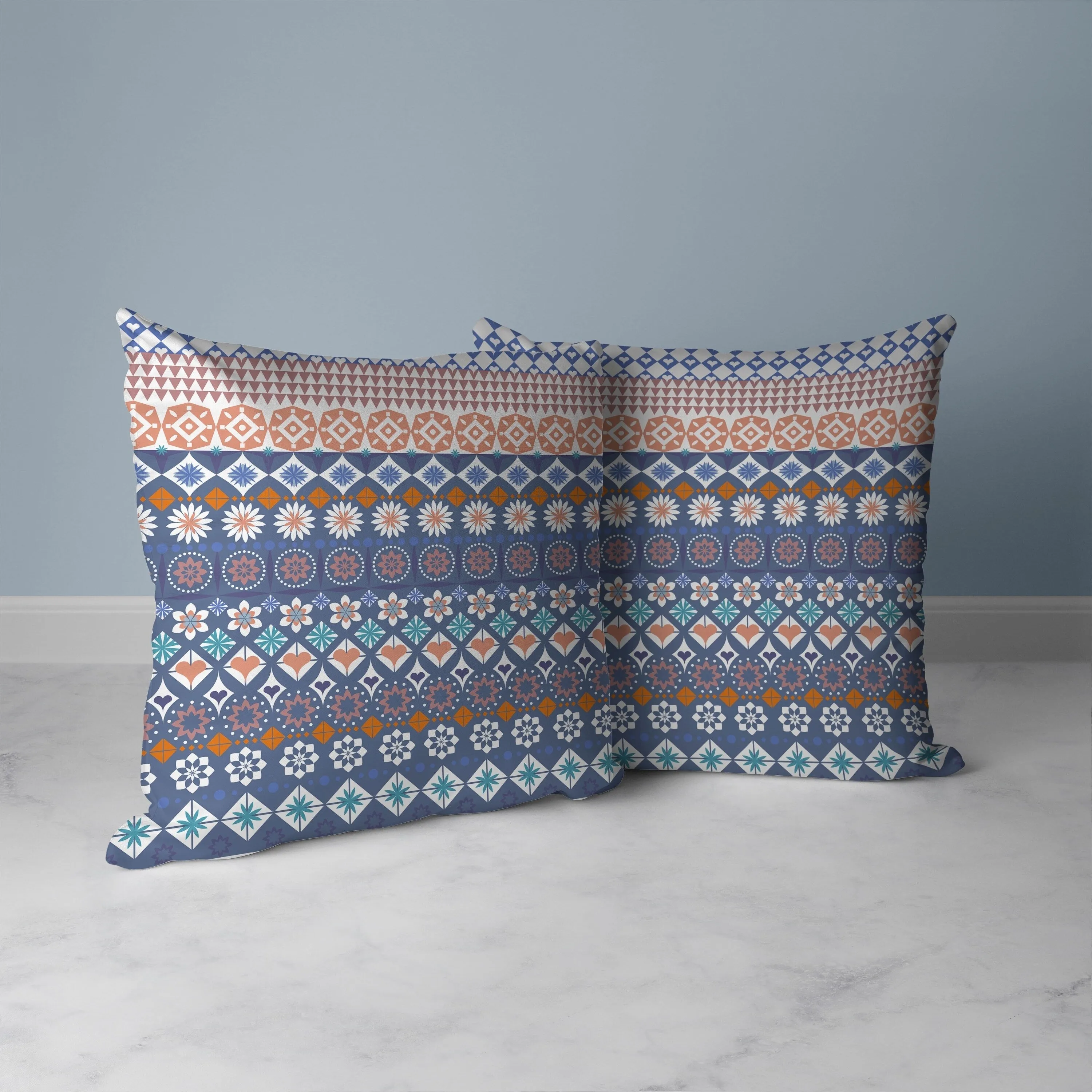 Shape Synergy Faux Suede Reversible Throw Pillow Blue and Orange