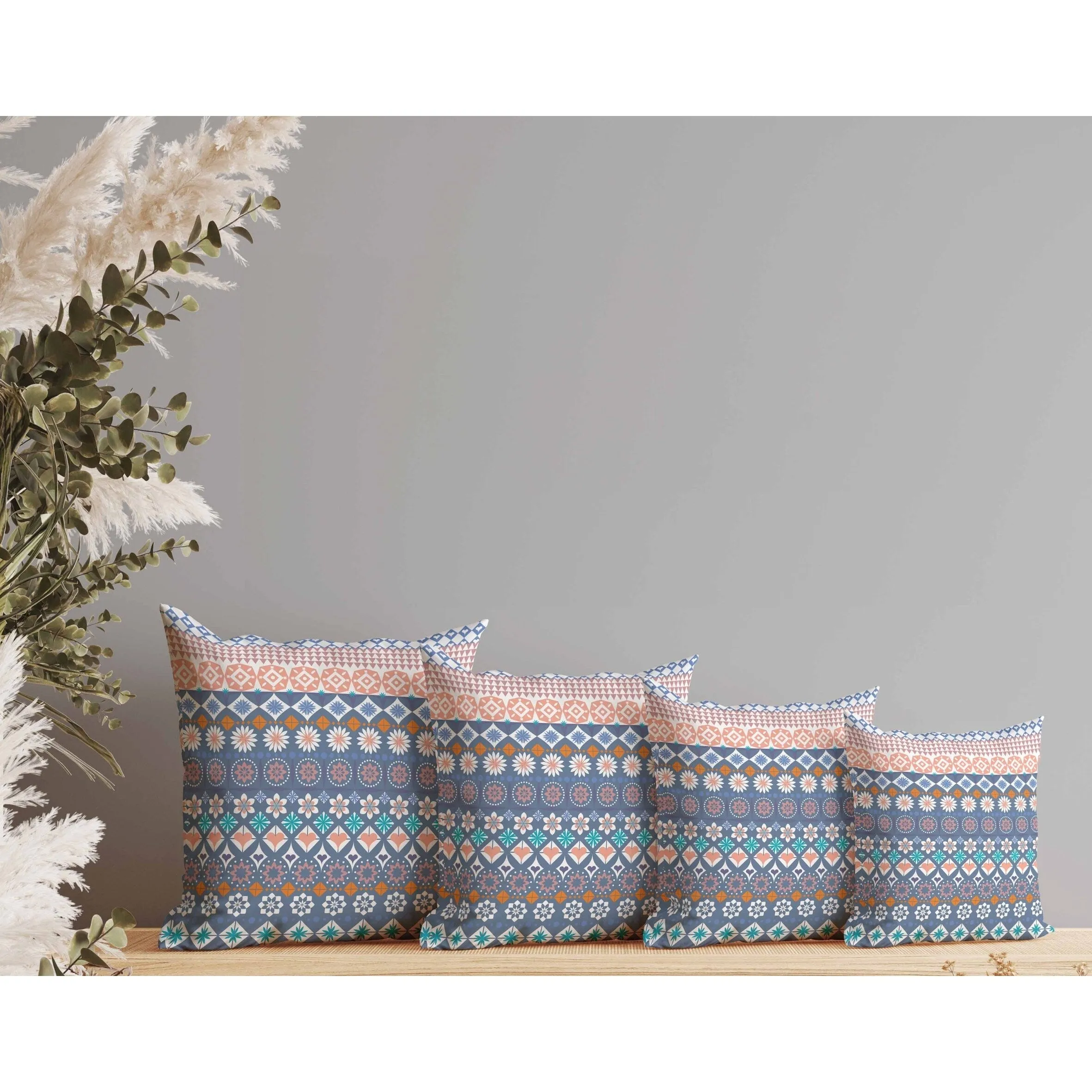 Shape Synergy Faux Suede Reversible Throw Pillow Blue and Orange
