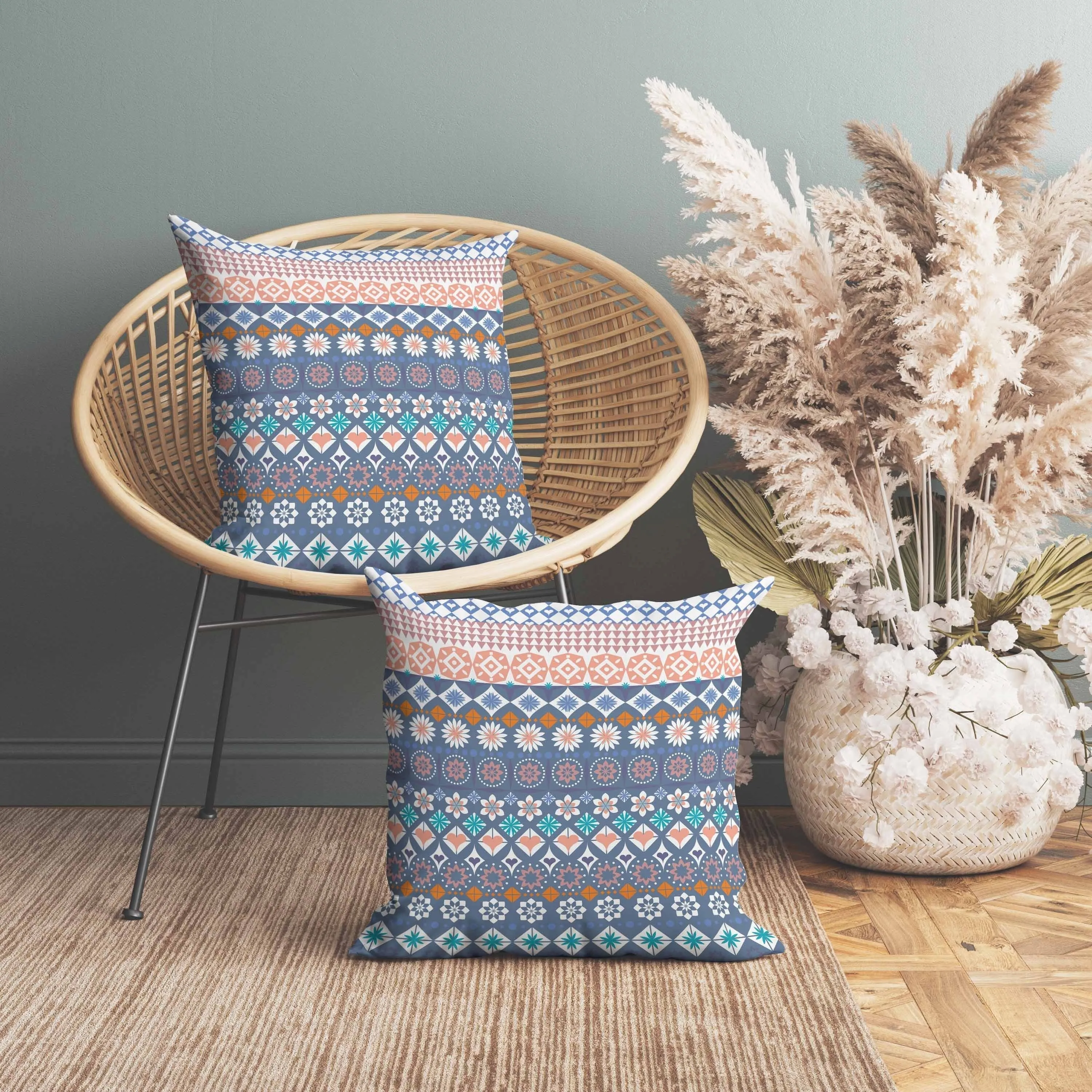 Shape Synergy Faux Suede Reversible Throw Pillow Blue and Orange