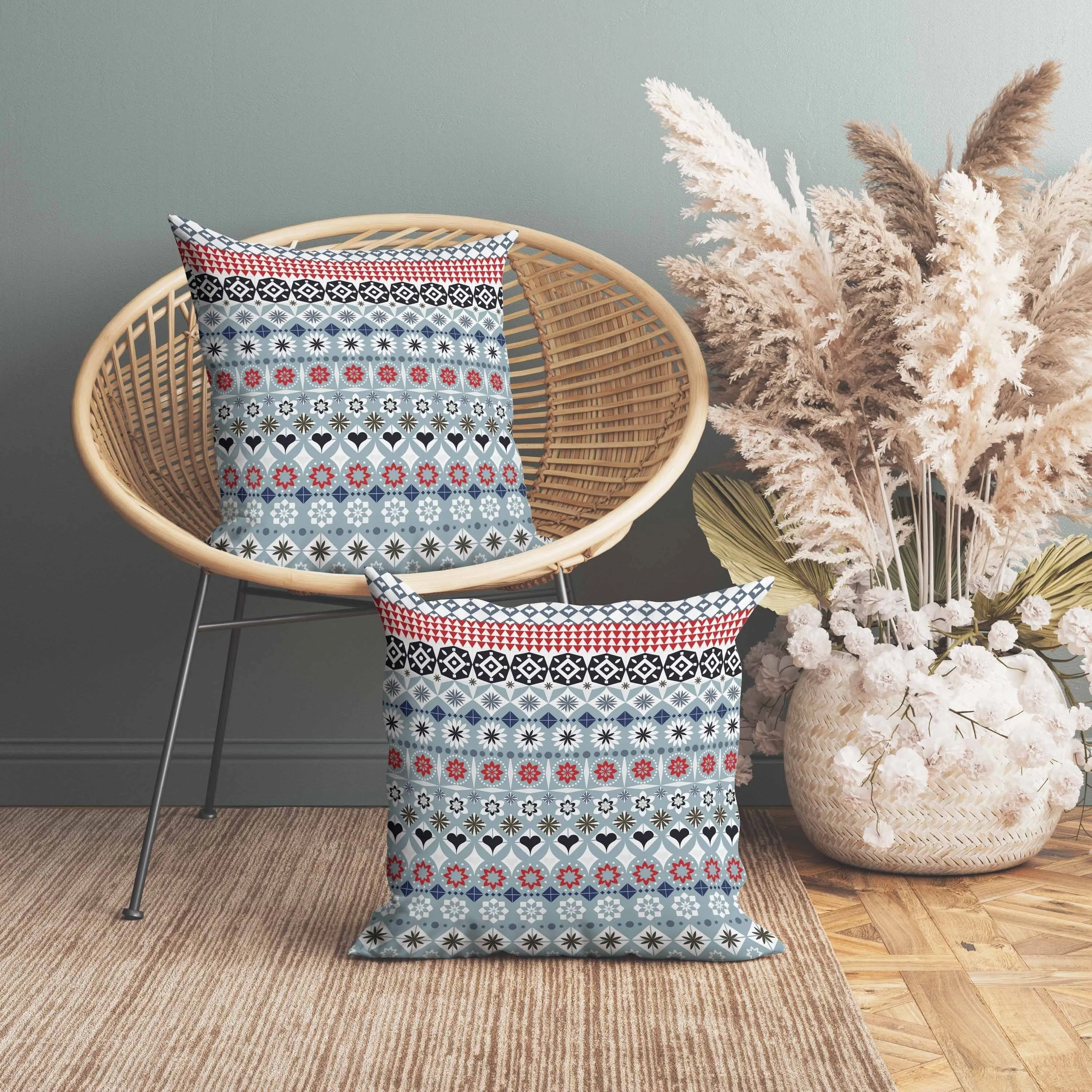Shape Synergy Faux Suede Reversible Throw Pillow Gray and Blue
