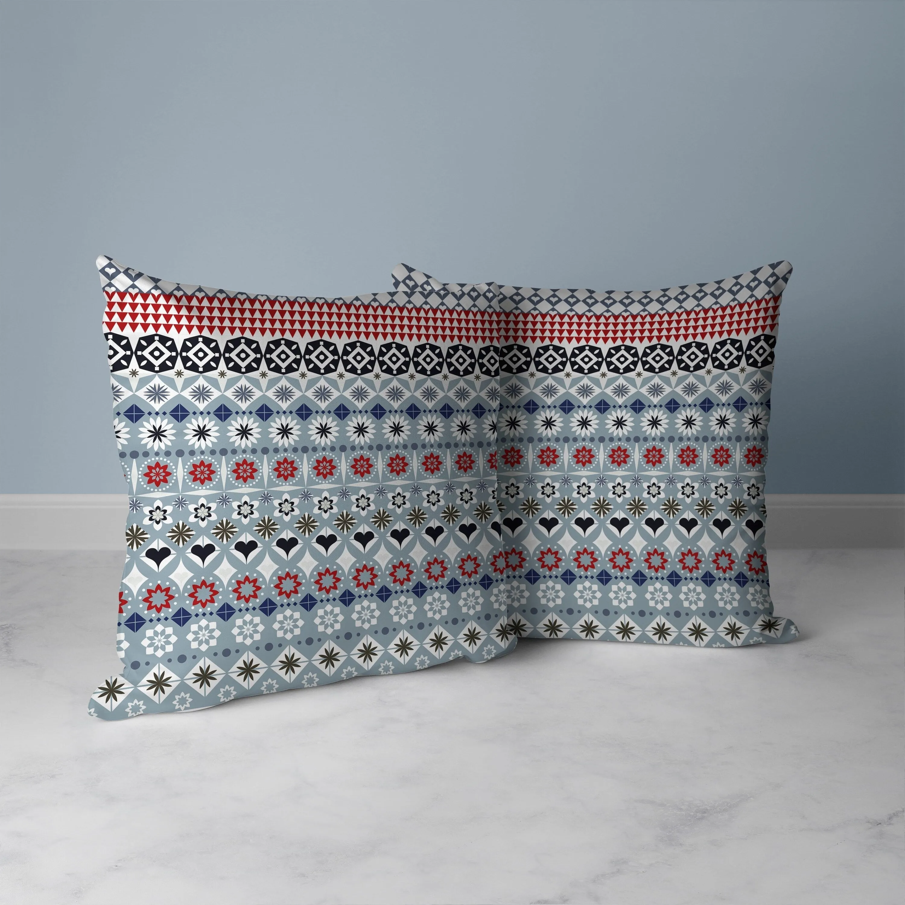 Shape Synergy Faux Suede Reversible Throw Pillow Gray and Blue
