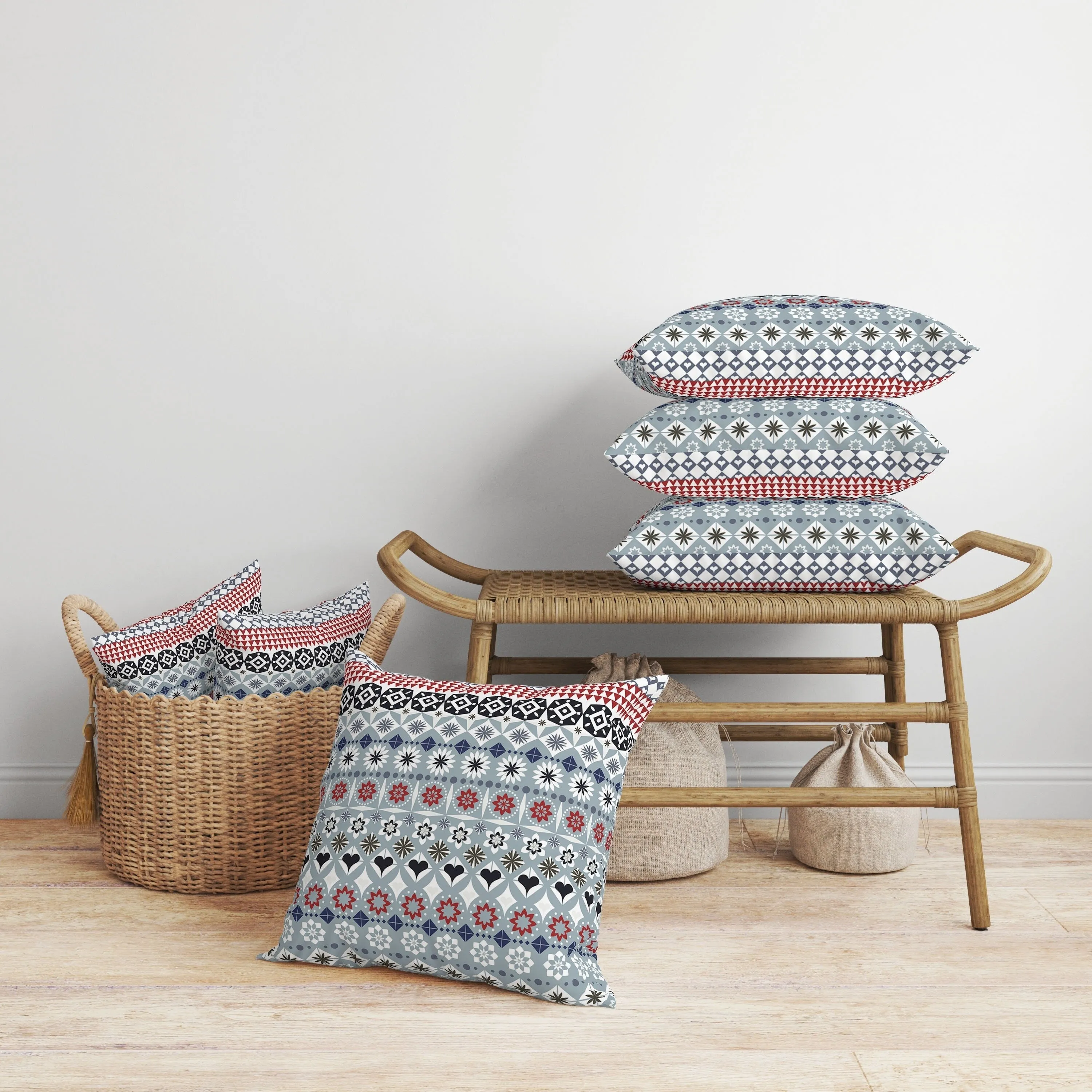 Shape Synergy Faux Suede Reversible Throw Pillow Gray and Blue