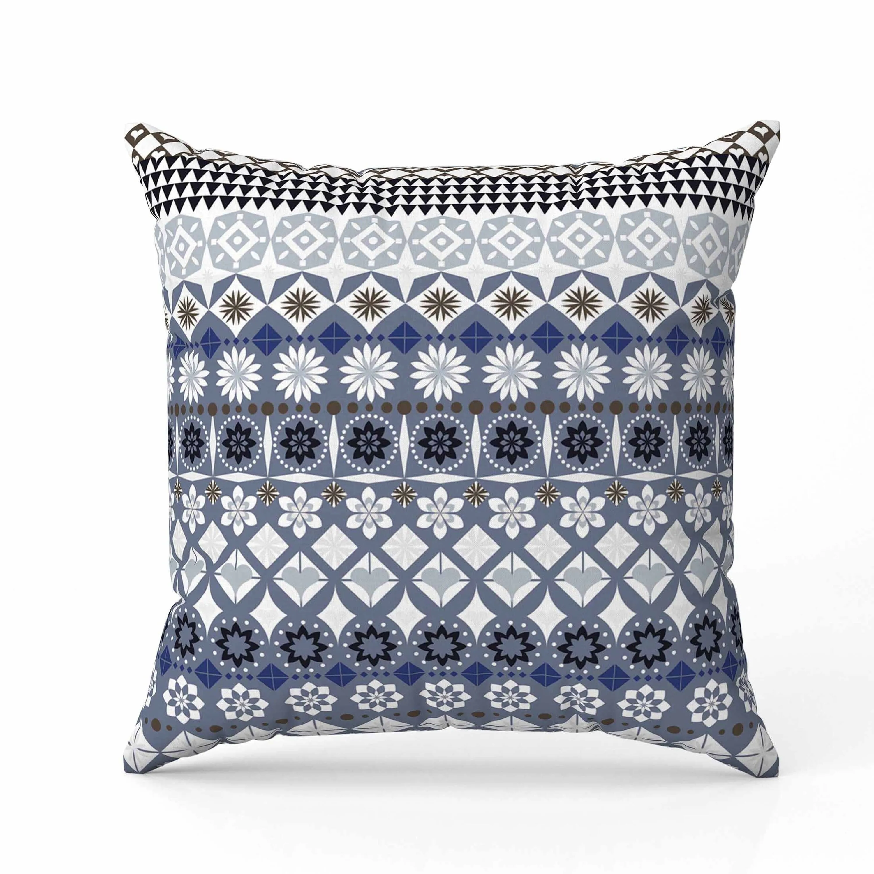 Shape Synergy Indoor/Outdoor Reversible Throw Pillow Gray and White