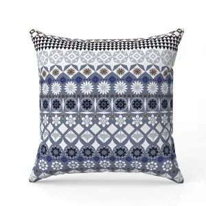 Shape Synergy Indoor/Outdoor Reversible Throw Pillow Gray and White