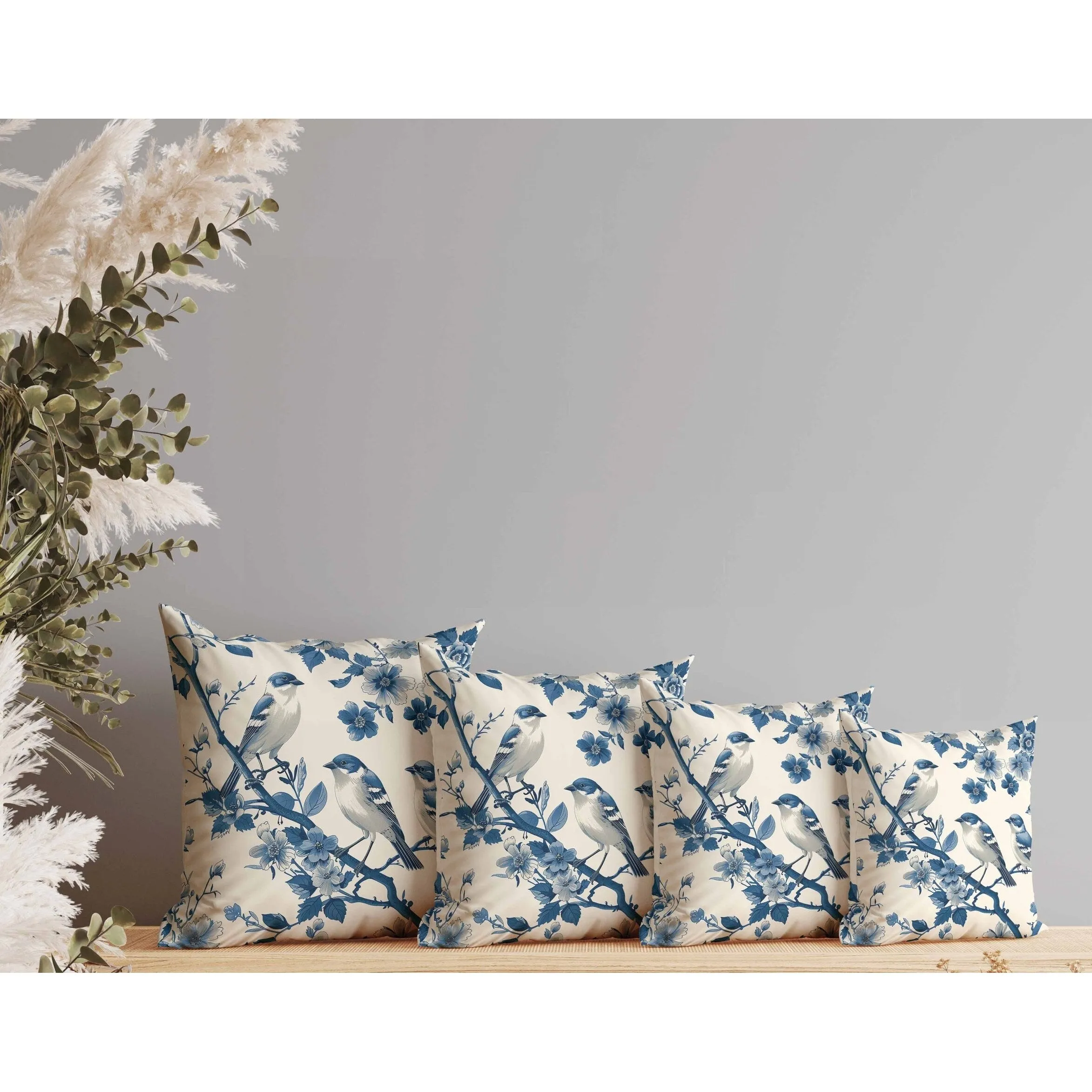 Skyline Chorus Faux Suede Reversible Throw Pillow Beige and Blue
