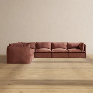 Slipcover Only - Modular Performance 7-Seater Corner Sectional | Heirloom Velvet in Chestnut