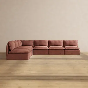 Slipcover Only - Modular Performance 7-Seater Open-Ends Corner Sectional | Heirloom Velvet in Chestnut