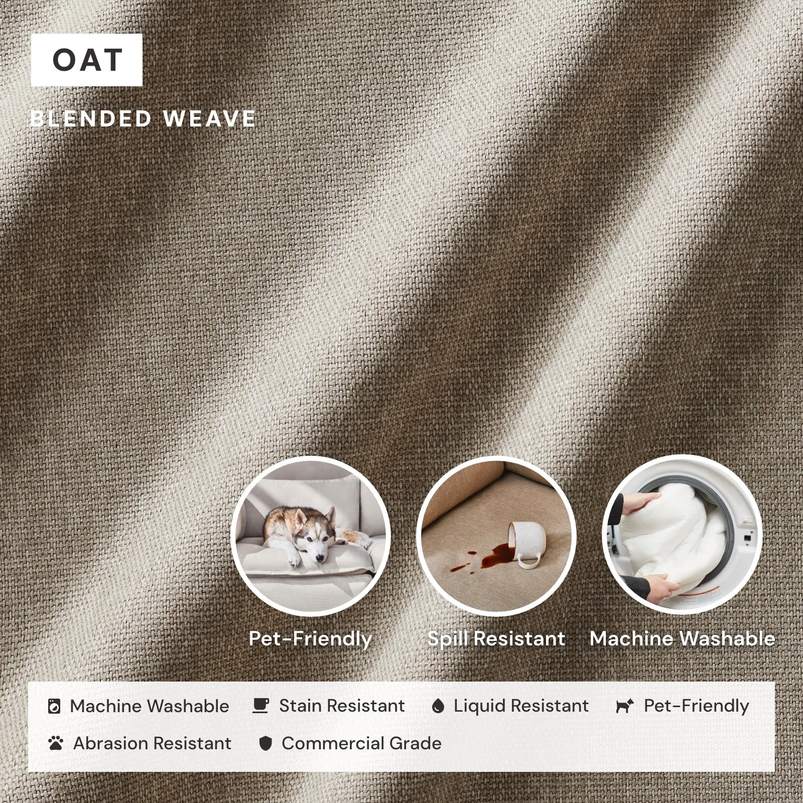Slipcover Only - Modular Performance Armchair & Ottoman | Blended Weave in Oat