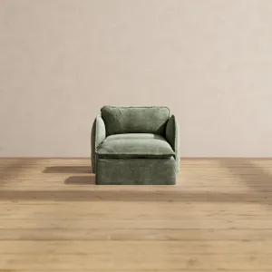 Slipcover Only - Modular Performance Armchair & Ottoman | Heirloom Velvet in Willow