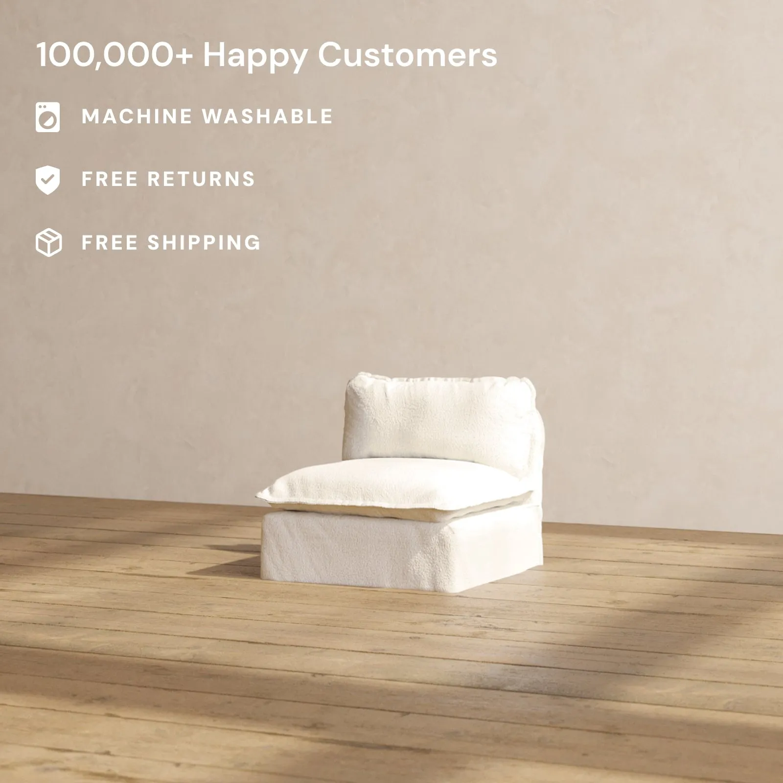 Slipcover Only - Modular Performance Armless Chair | Knit Boucle in Mousse