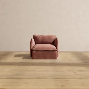Slipcover Only - Modular Performance Chaise Armchair | Heirloom Velvet in Chestnut