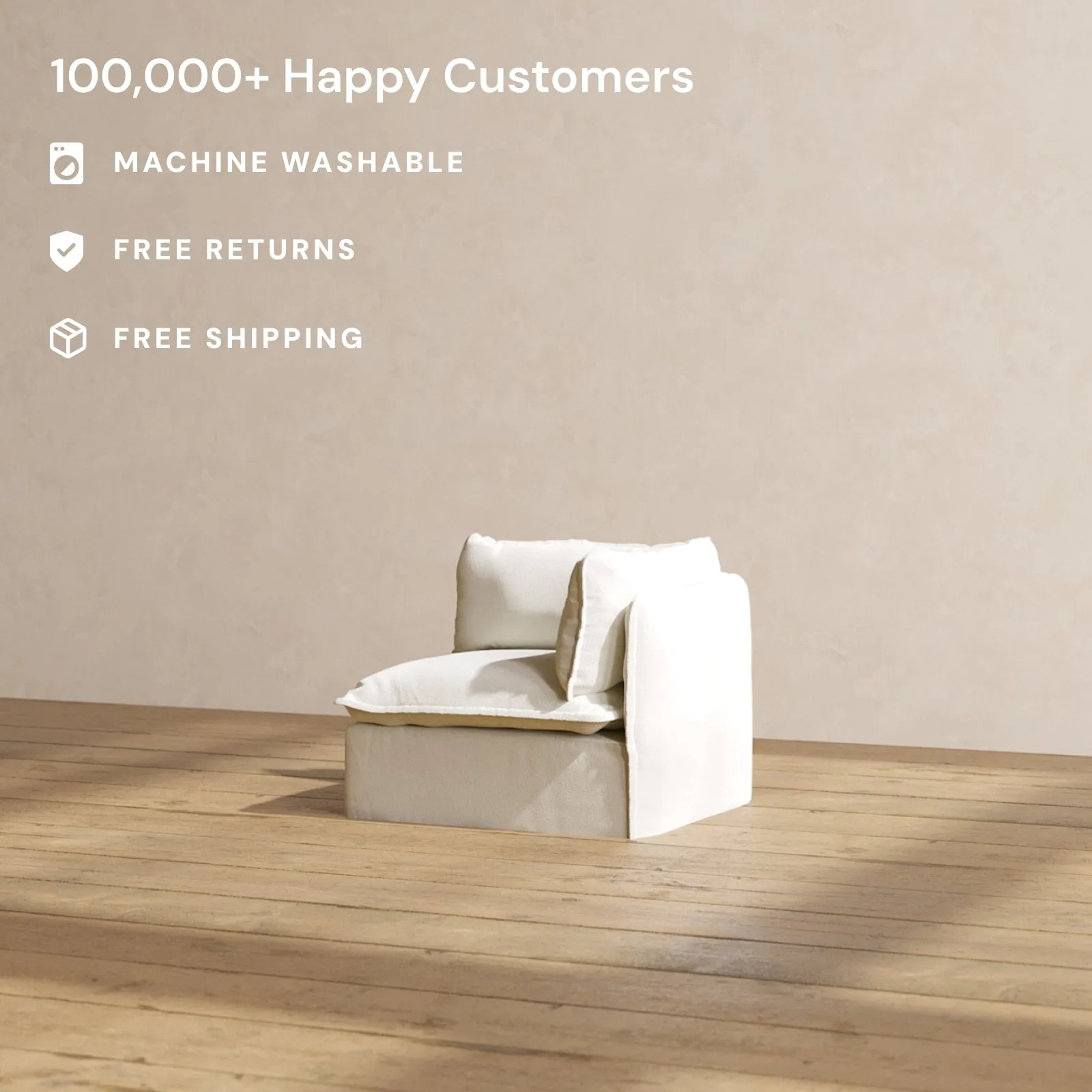 Slipcover Only - Modular Performance End Chair | Plush Weave in Eggshell