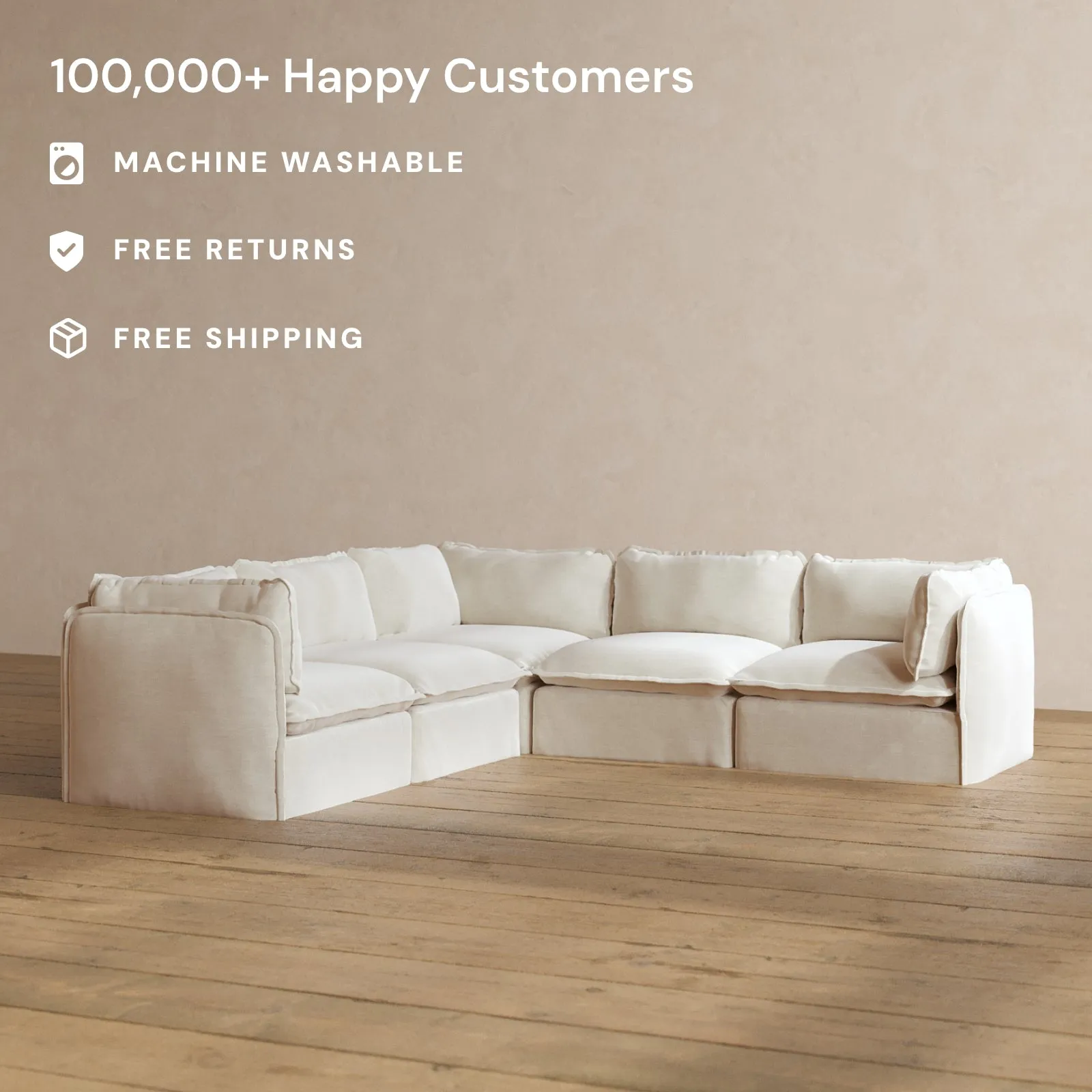 Slipcover Only - Modular Washable 5-Seater Corner Sectional in Coco