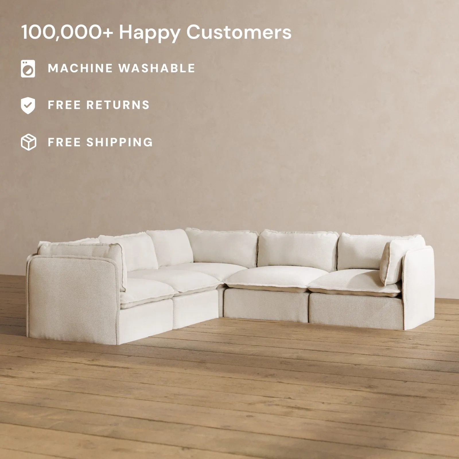 Slipcover Only - Modular Washable 5-Seater Corner Sectional in Powder
