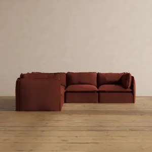 Slipcover Only - Modular Washable 5-Seater Corner Sectional in Rust