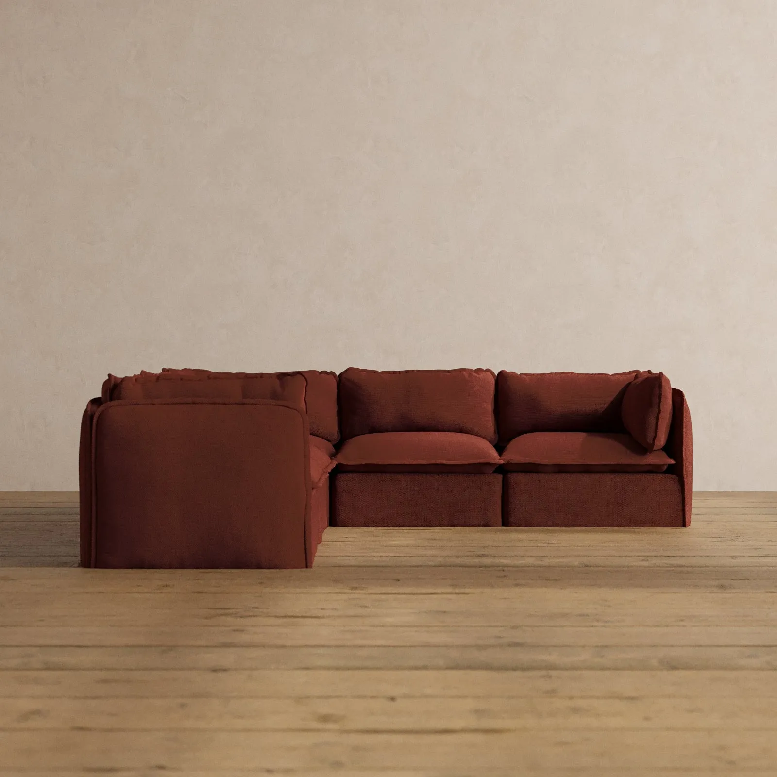 Slipcover Only - Modular Washable 5-Seater Corner Sectional in Rust