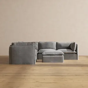 Slipcover Only - Modular Washable 5-Seater Corner Sectional   Ottoman in Ash