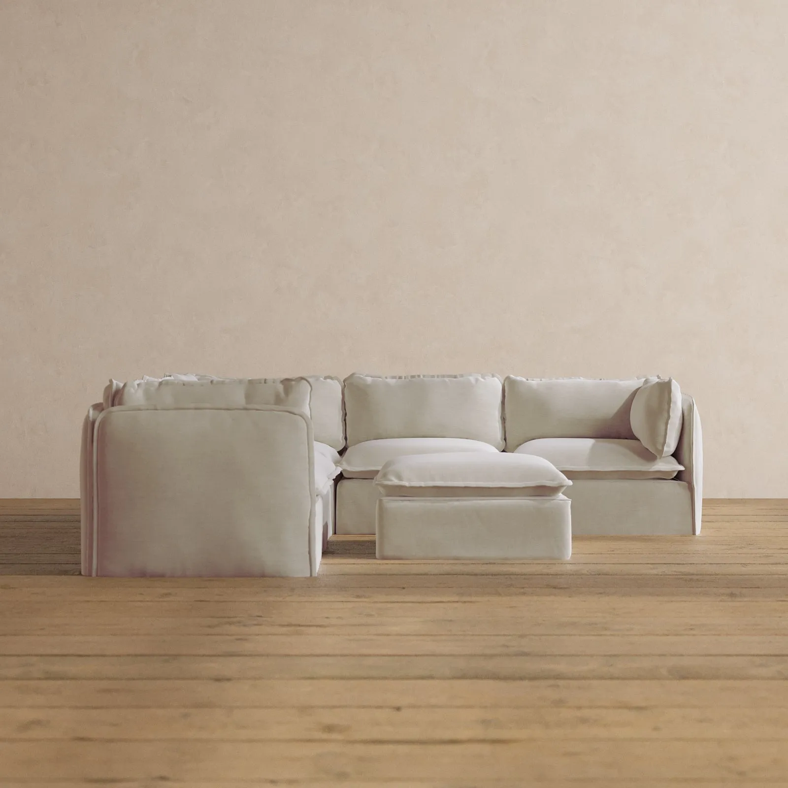 Slipcover Only - Modular Washable 5-Seater Corner Sectional   Ottoman in Coco