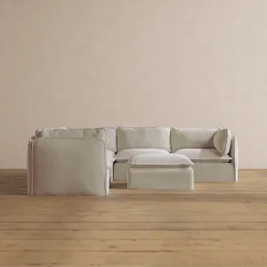 Slipcover Only - Modular Washable 5-Seater Corner Sectional   Ottoman in Coco