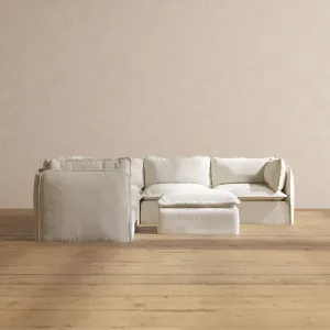 Slipcover Only - Modular Washable 5-Seater Corner Sectional   Ottoman in Eggshell