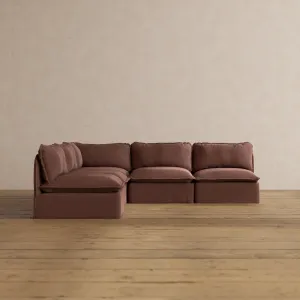 Slipcover Only - Modular Washable 5-Seater Open-Ends Corner Sectional in Chestnut
