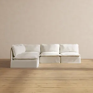 Slipcover Only - Modular Washable 5-Seater Open-Ends Corner Sectional in Eggshell