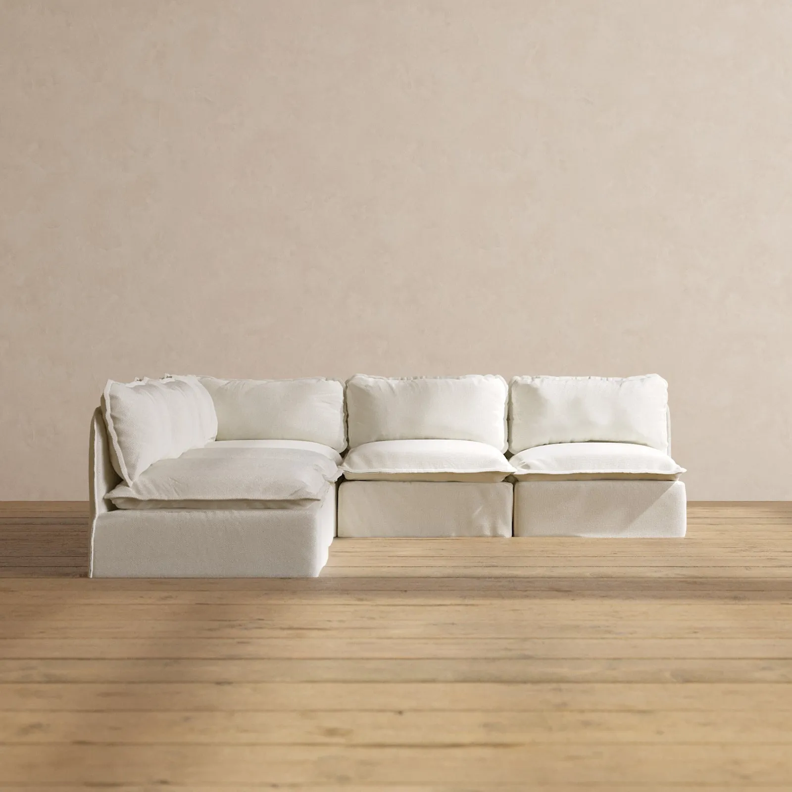 Slipcover Only - Modular Washable 5-Seater Open-Ends Corner Sectional in Eggshell