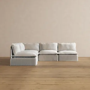 Slipcover Only - Modular Washable 5-Seater Open-Ends Corner Sectional in Milk