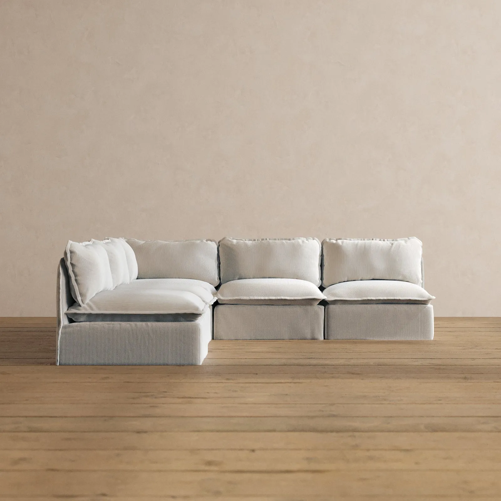 Slipcover Only - Modular Washable 5-Seater Open-Ends Corner Sectional in Milk