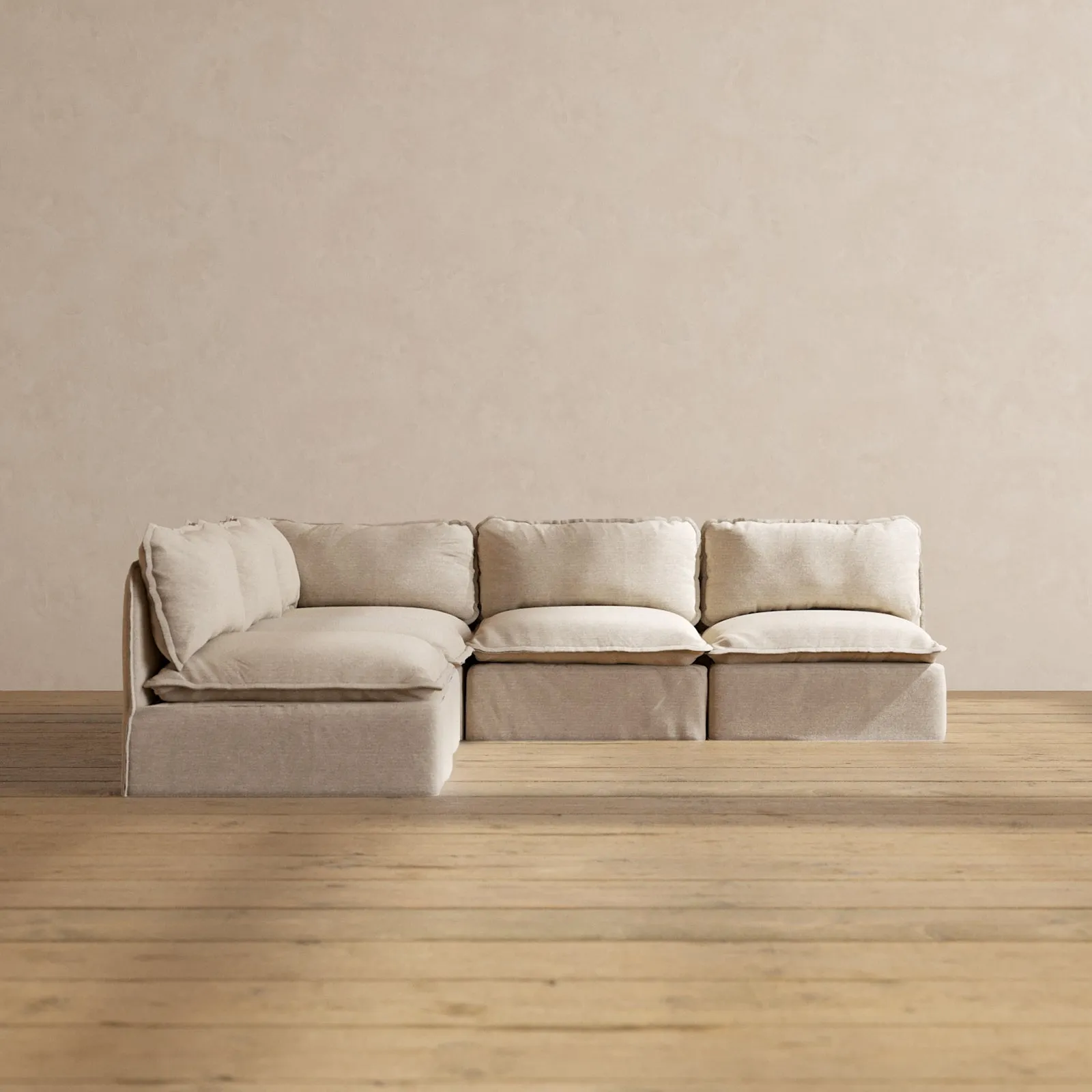 Slipcover Only - Modular Washable 5-Seater Open-Ends Corner Sectional in Oat